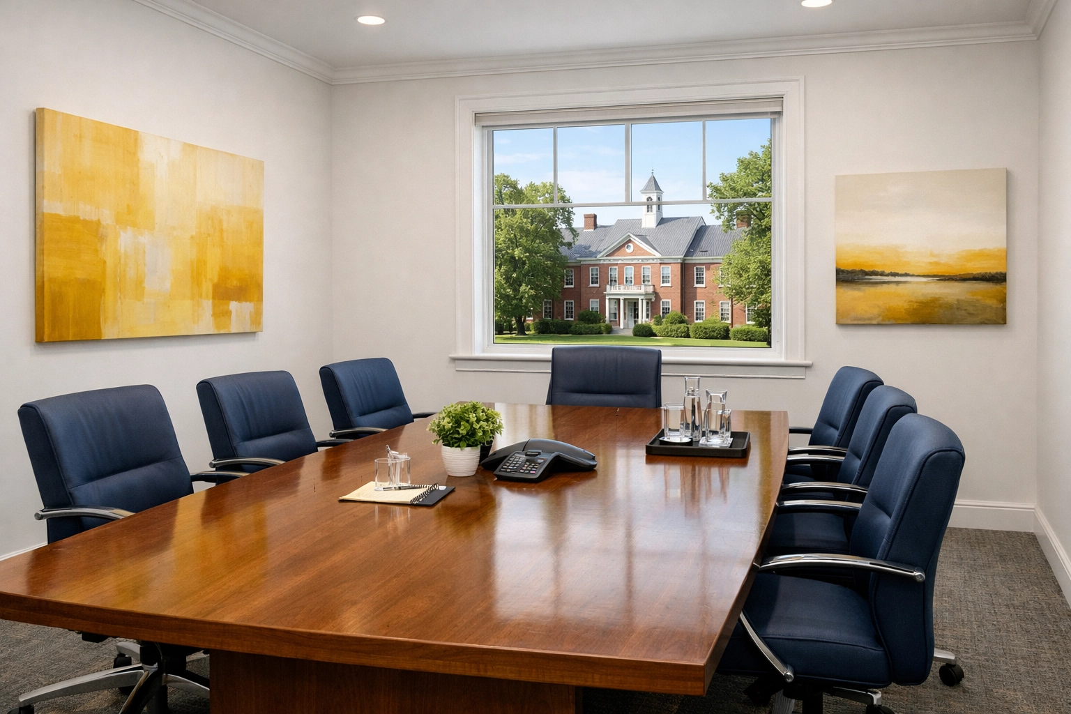 Spotless conference room in Longmeadow, MA, reflecting reliable commercial cleaning and local expertise.