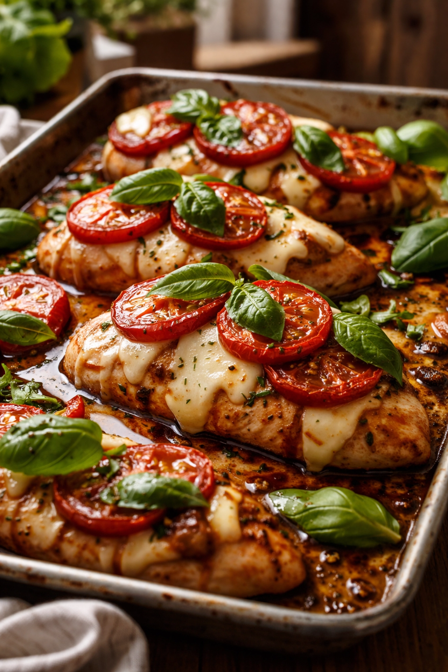 Easy Weeknight Dinner Caprese Chicken Bake