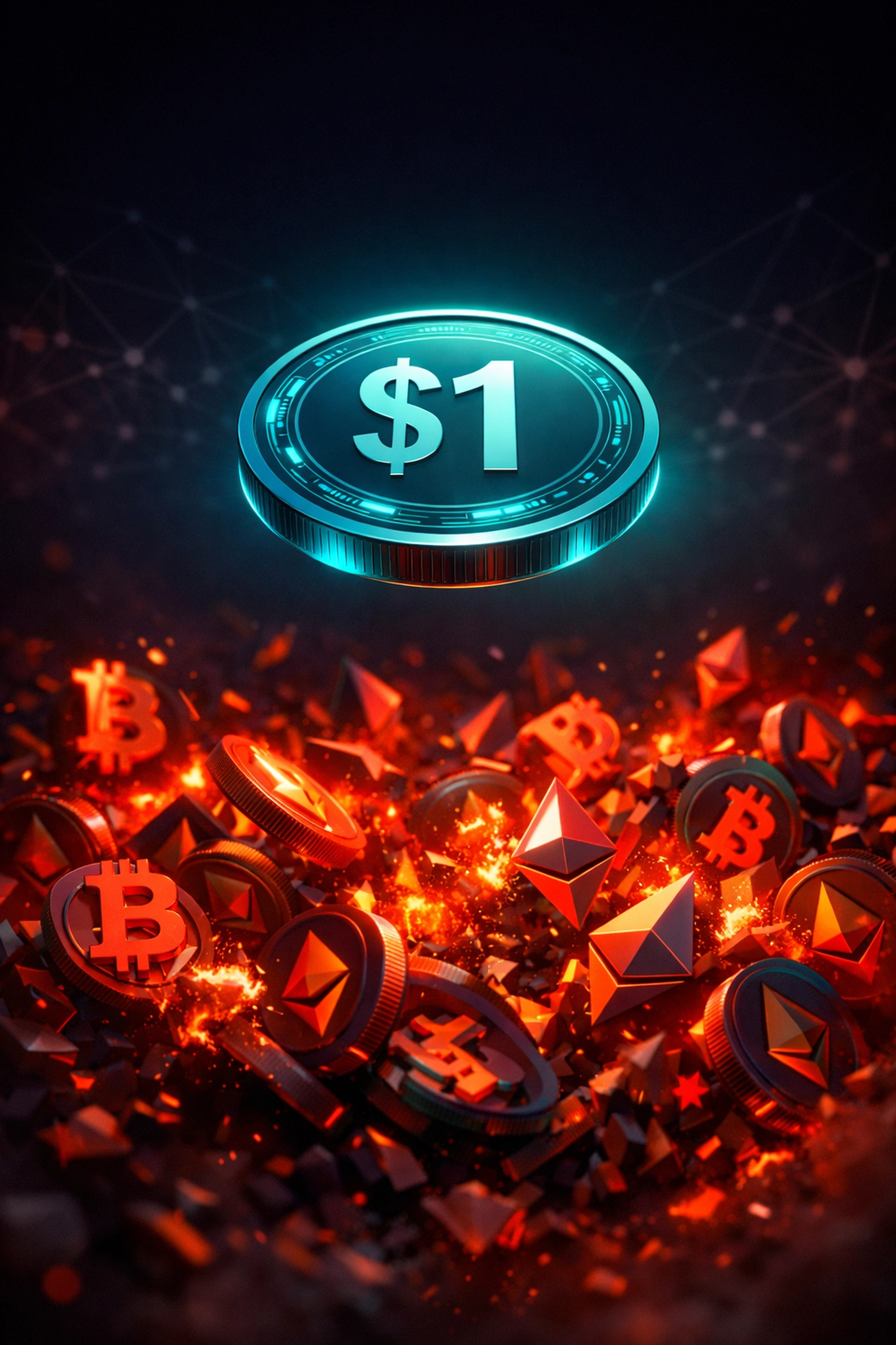 LUSD stablecoin maintaining $1 peg above volatile cryptocurrencies showing price stability