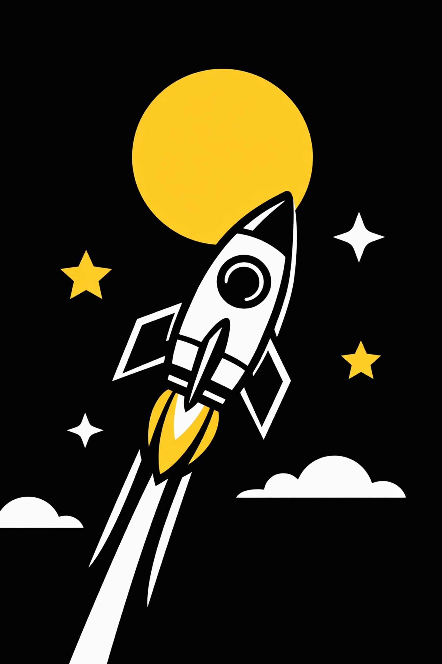 A minimalist rocket ship flying toward a goal, representing strategic HR technology alignment for SMB growth.