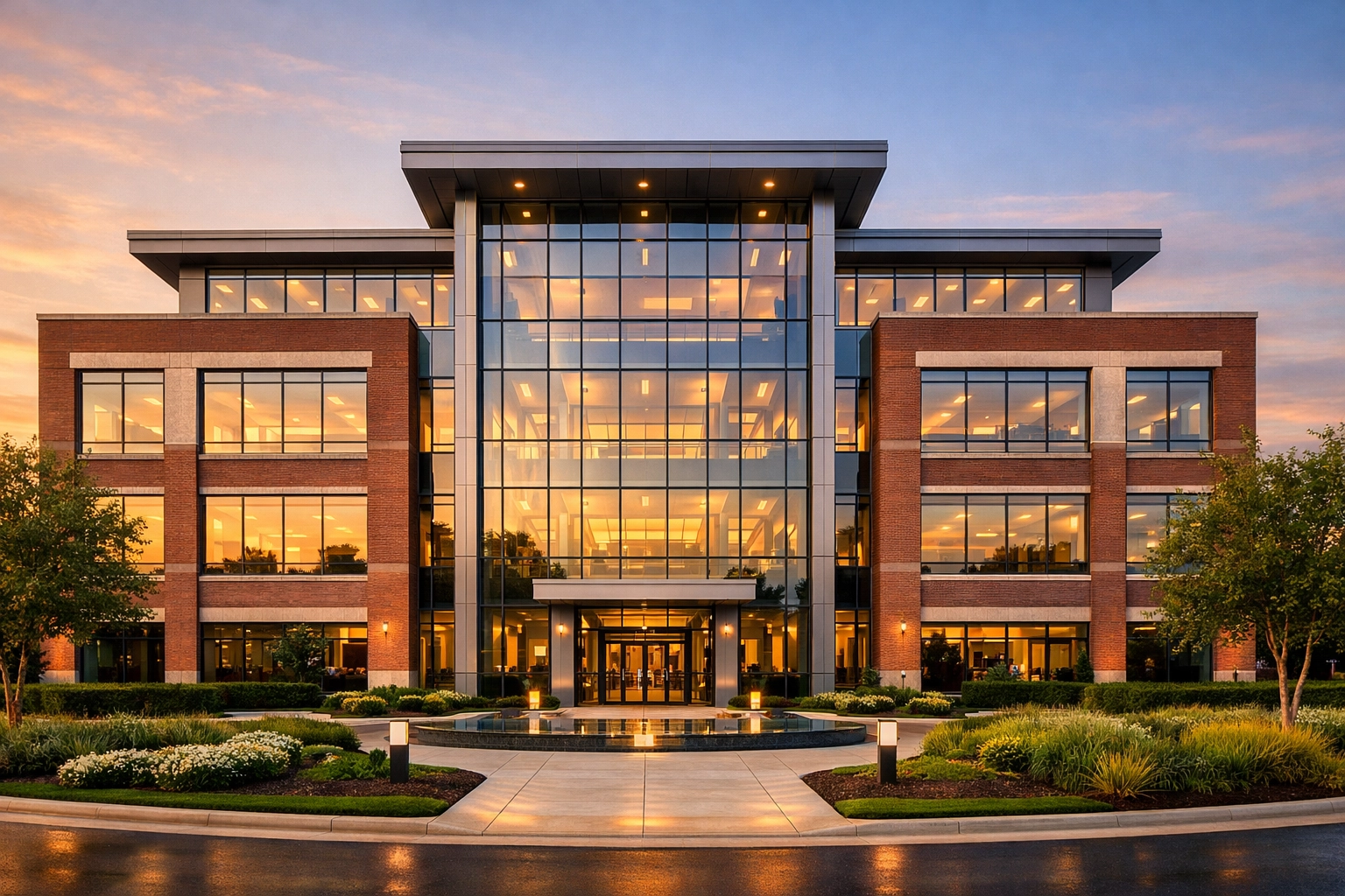 A modern commercial office building reflecting success from strategic business term loan financing.