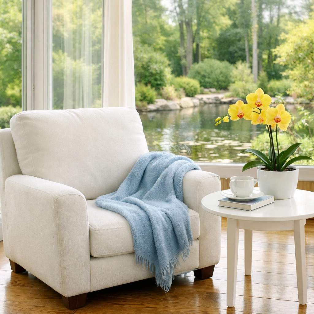 Impeccably clean and stress-free sunroom highlighting premium residential cleaning services near me in Massachusetts.