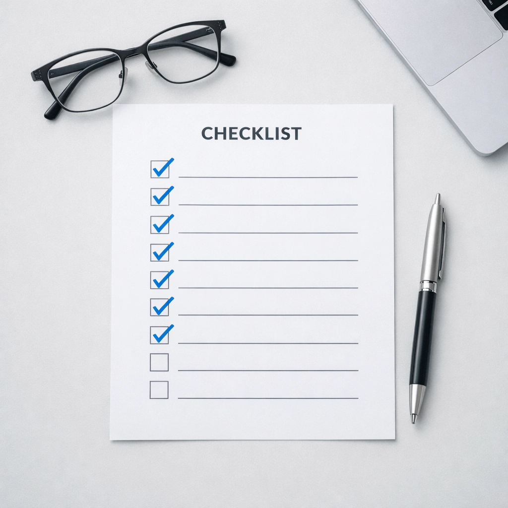 Completed Self Assessment tax deadline checklist with ticked items for filing your HMRC return on time
