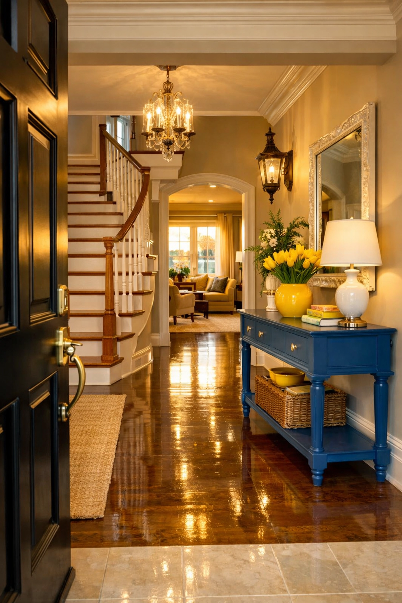 Gleaming entryway of a Lunenburg home reflecting the expert touch of local professional cleaning services near me.