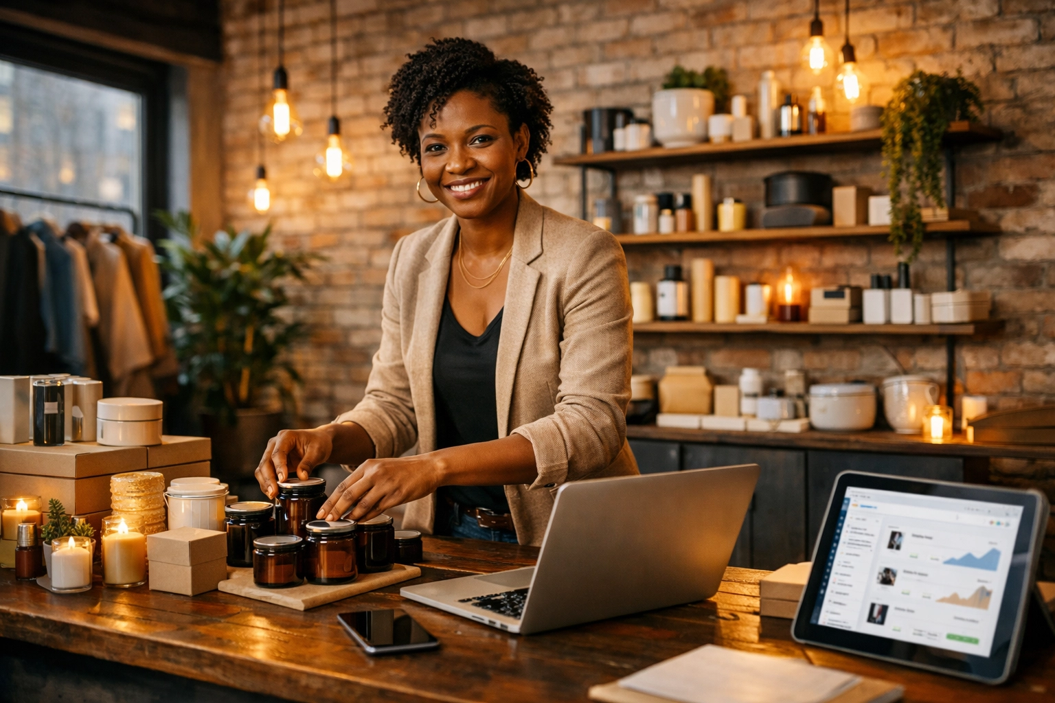 Black entrepreneur managing modern retail business inspired by trailblazer legacy