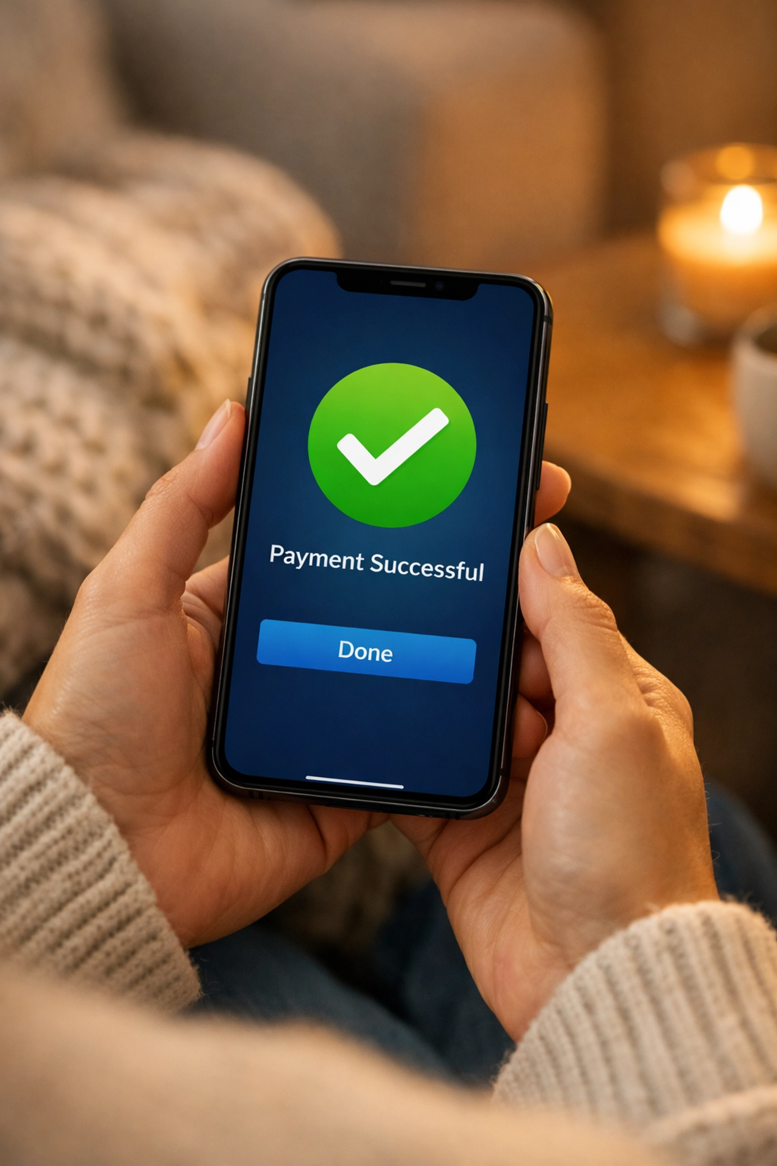 Confirming a successful e-transfer payday loan in Canada transaction on a smartphone.