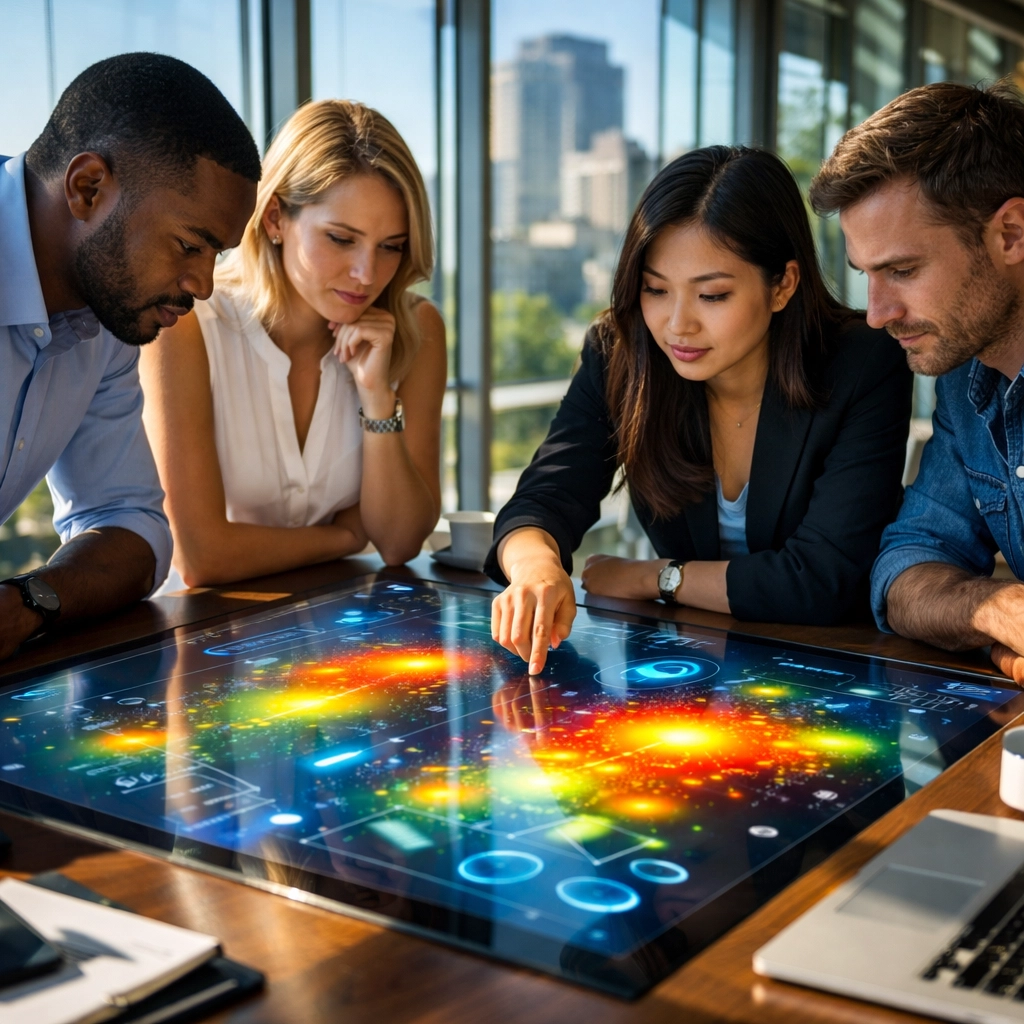 Marketing strategists analyzing digital consumer data for a Super Bowl 2026 advertising campaign.