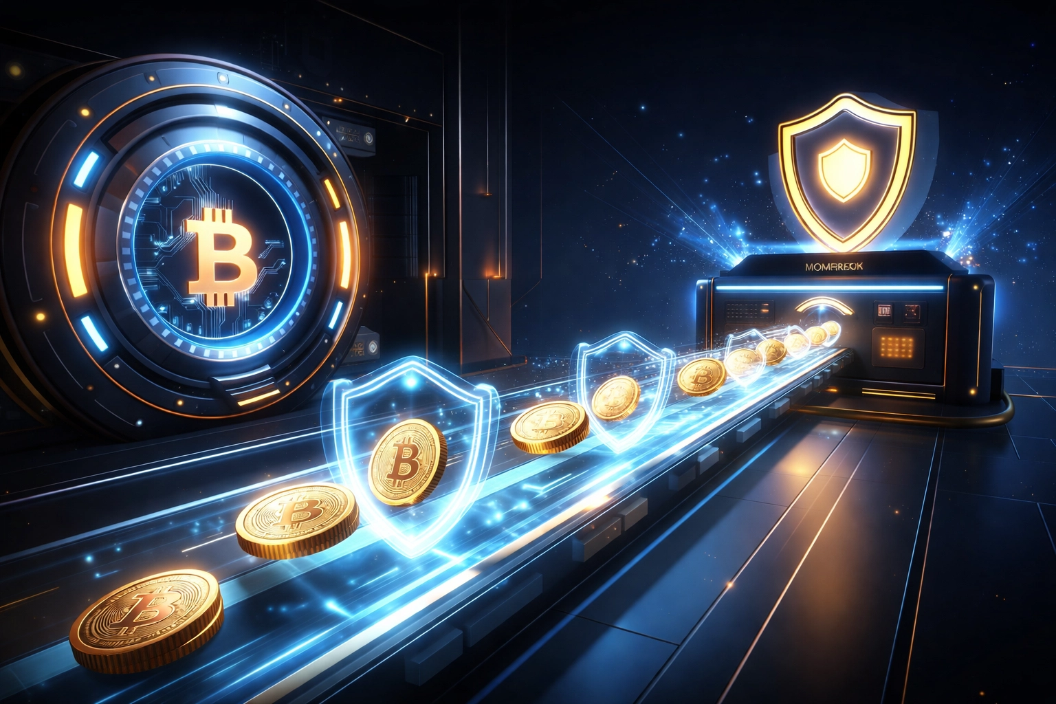 Cryptocurrency flowing directly into a secure merchant wallet showcasing self-custody Web3 payments