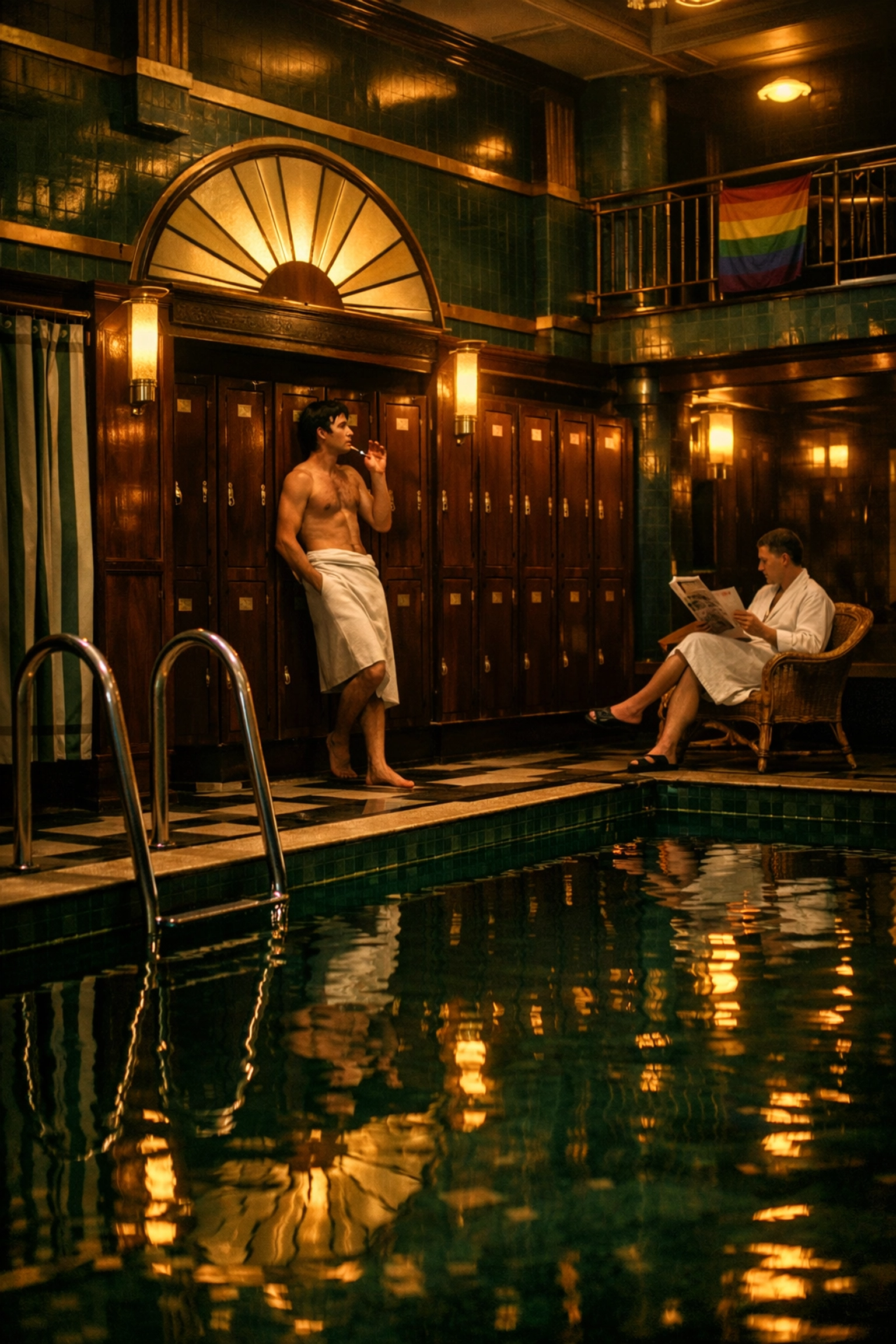 Elegant 1980s London swimming pool club from Alan Hollinghurst's gay literature classic