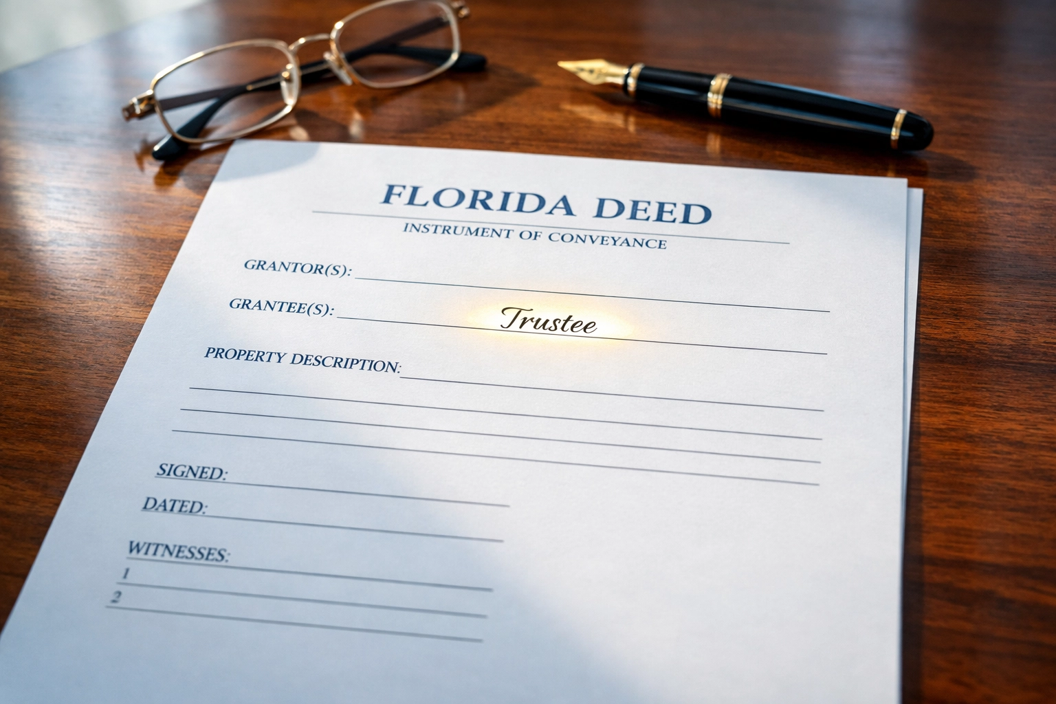 Florida property deed showing trustee name for land trust vesting