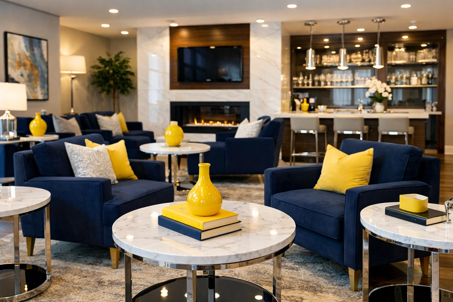 A spotless luxury lounge and common area in Westford, demonstrating professional commercial cleaning Westford sanitization.