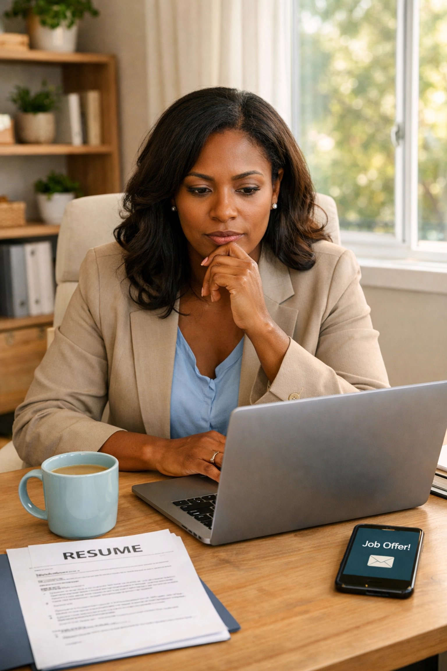 Woman homebuyer considering job change before mortgage closing deadline