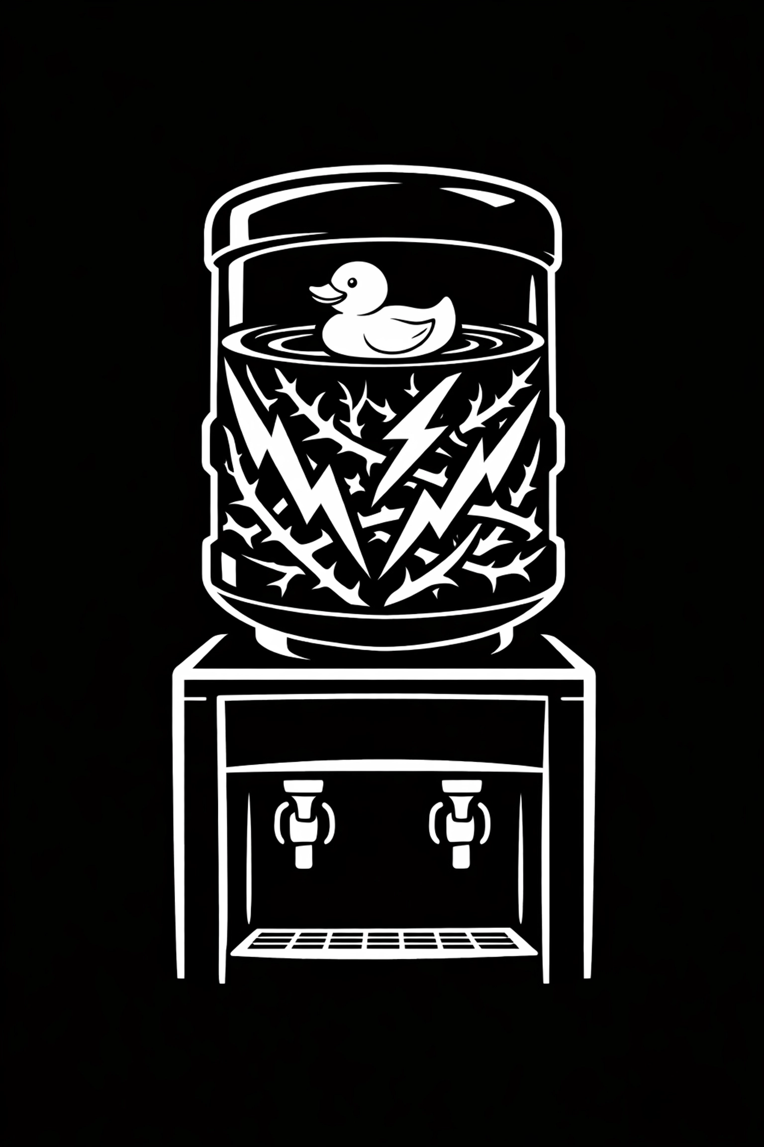 Toxic office water cooler art representing workplace frustration and massive bellends at work.