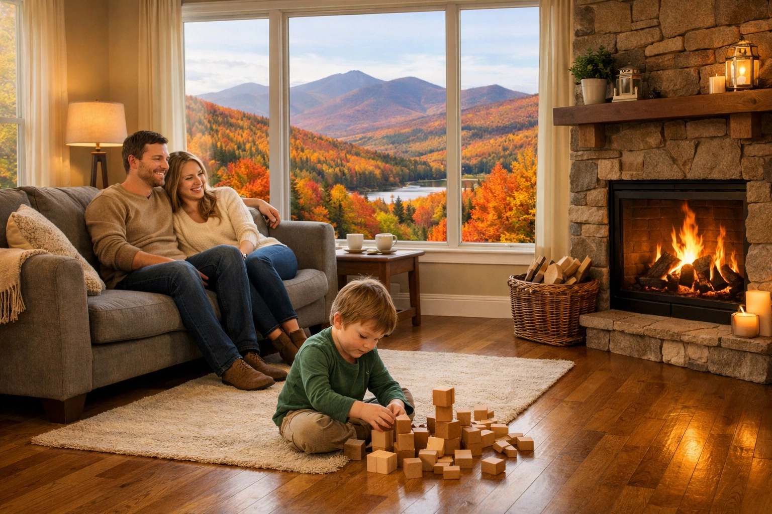 A happy family enjoying peace of mind in their new NH home after an inspection.