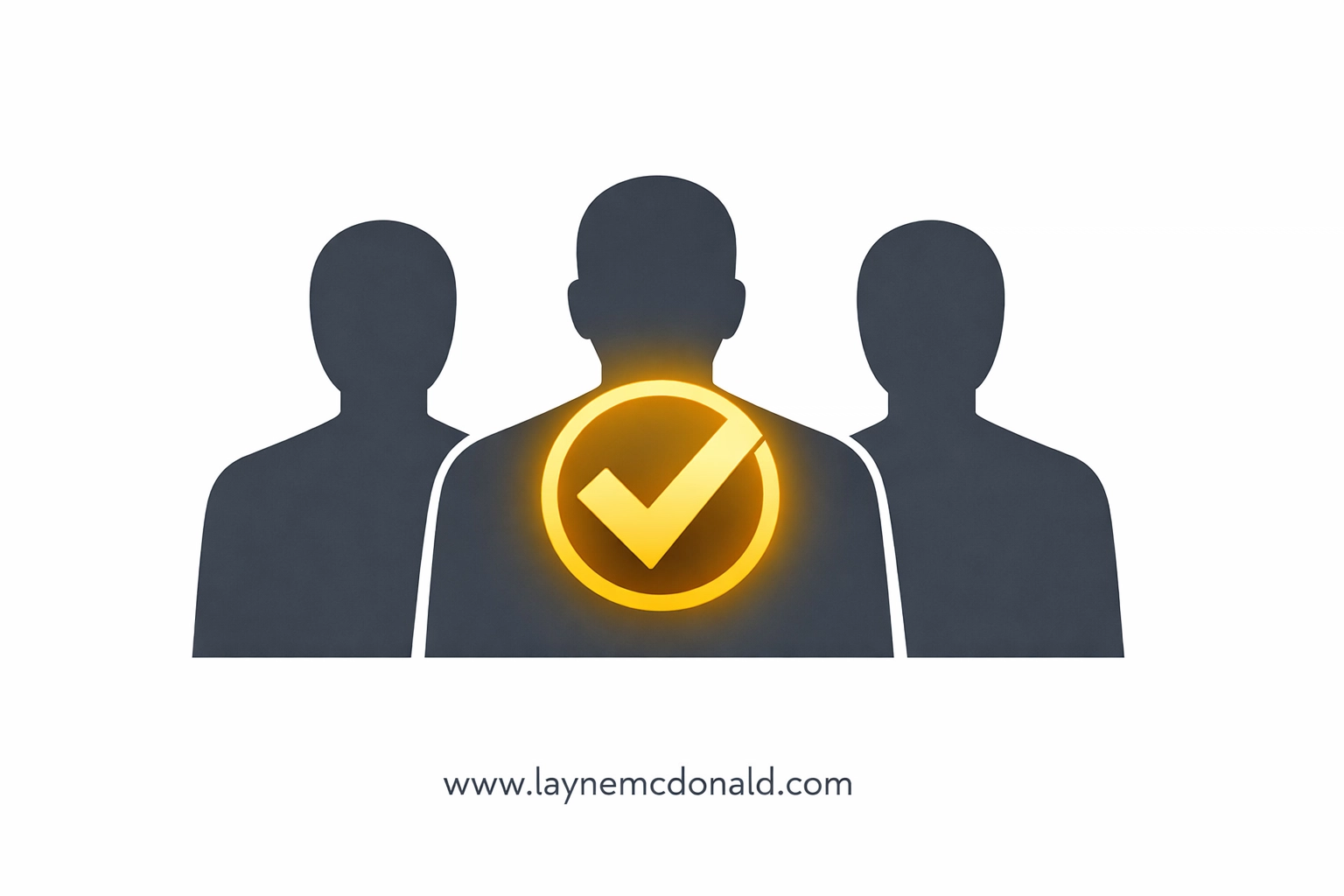 Vector silhouettes with a golden checkmark representing background checks for church volunteers and staff safety.