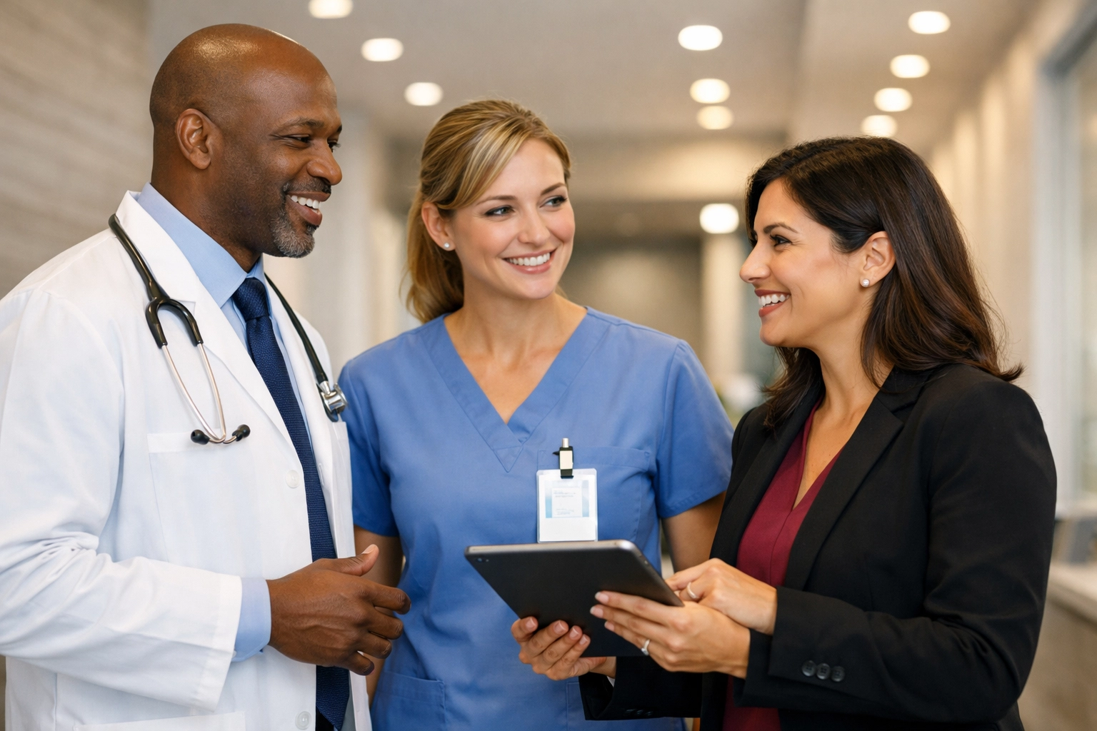 Healthcare professionals collaborating on medical practice management and financial growth strategies.