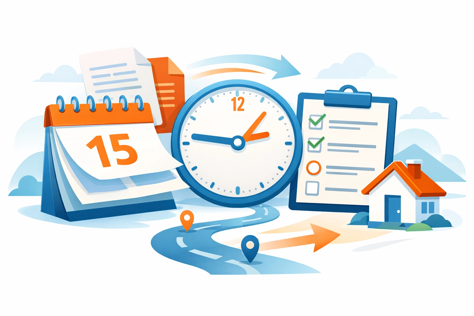 Conveyancing timeline showing steps to complete property transaction after firm closure