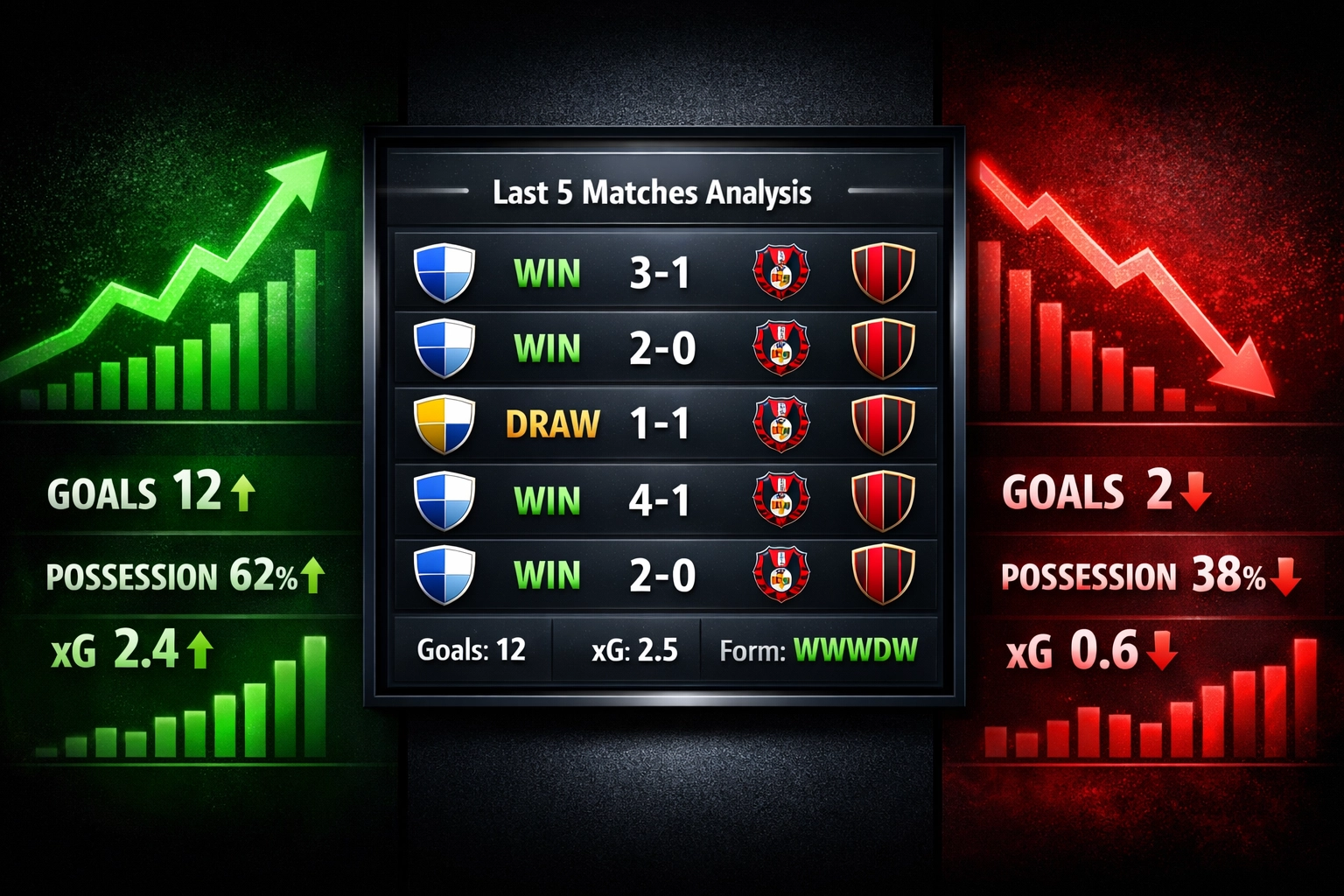 Vergleich von Teamstatistiken und Formkurven für erfolgreiche Wettanalyse