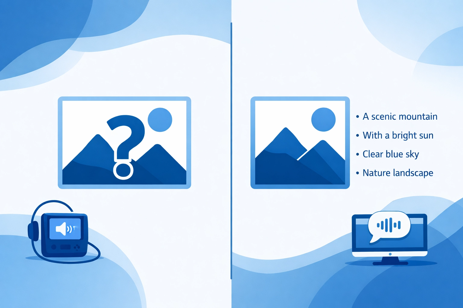 Comparison showing image with and without alt text for screen reader accessibility