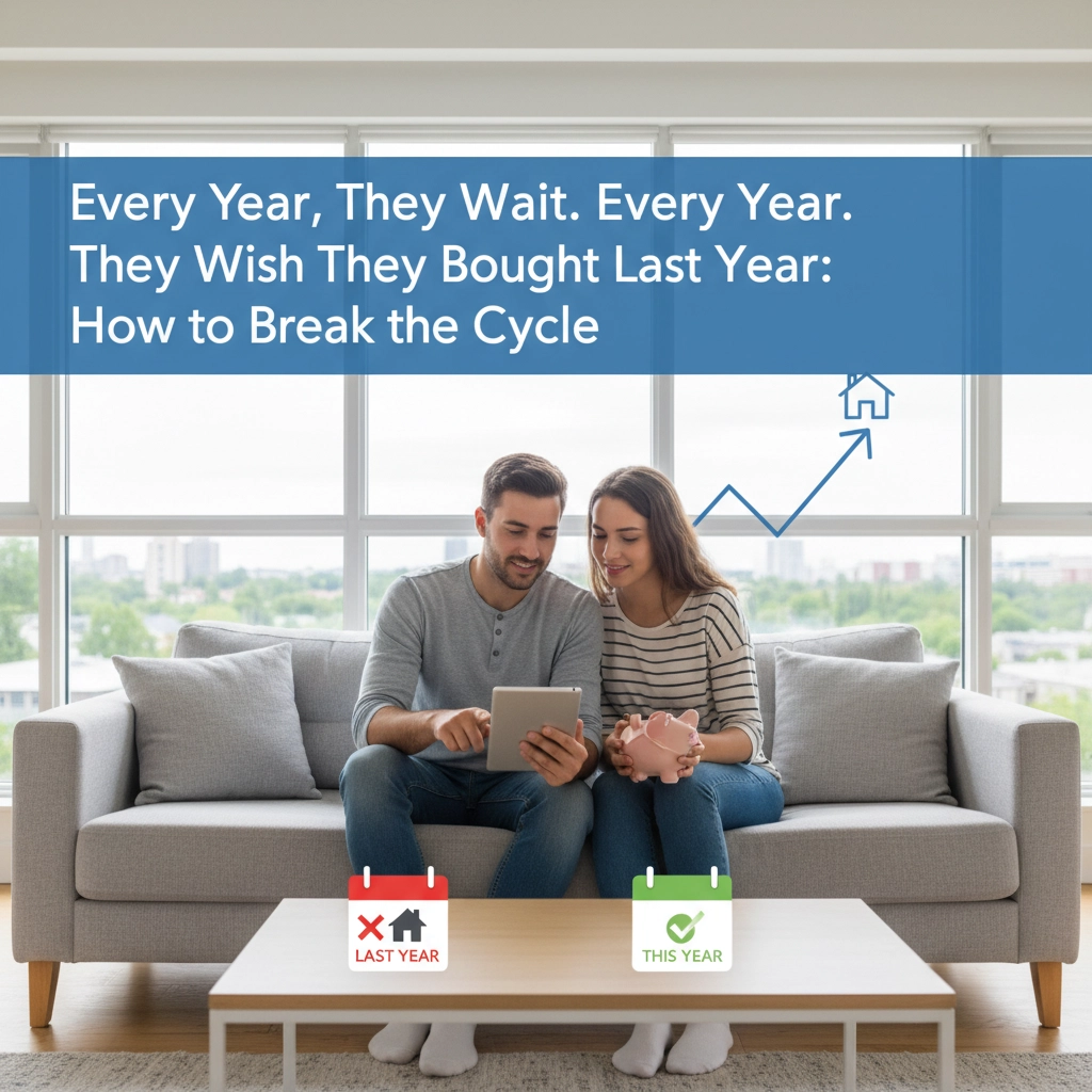Illustration depicting the cycle of waiting and wishing to buy a home in South Jersey, with a person contemplating a house. Illustration depicting the cycle of waiting and wishing to buy a home in South Jersey, with a person contemplating a house.