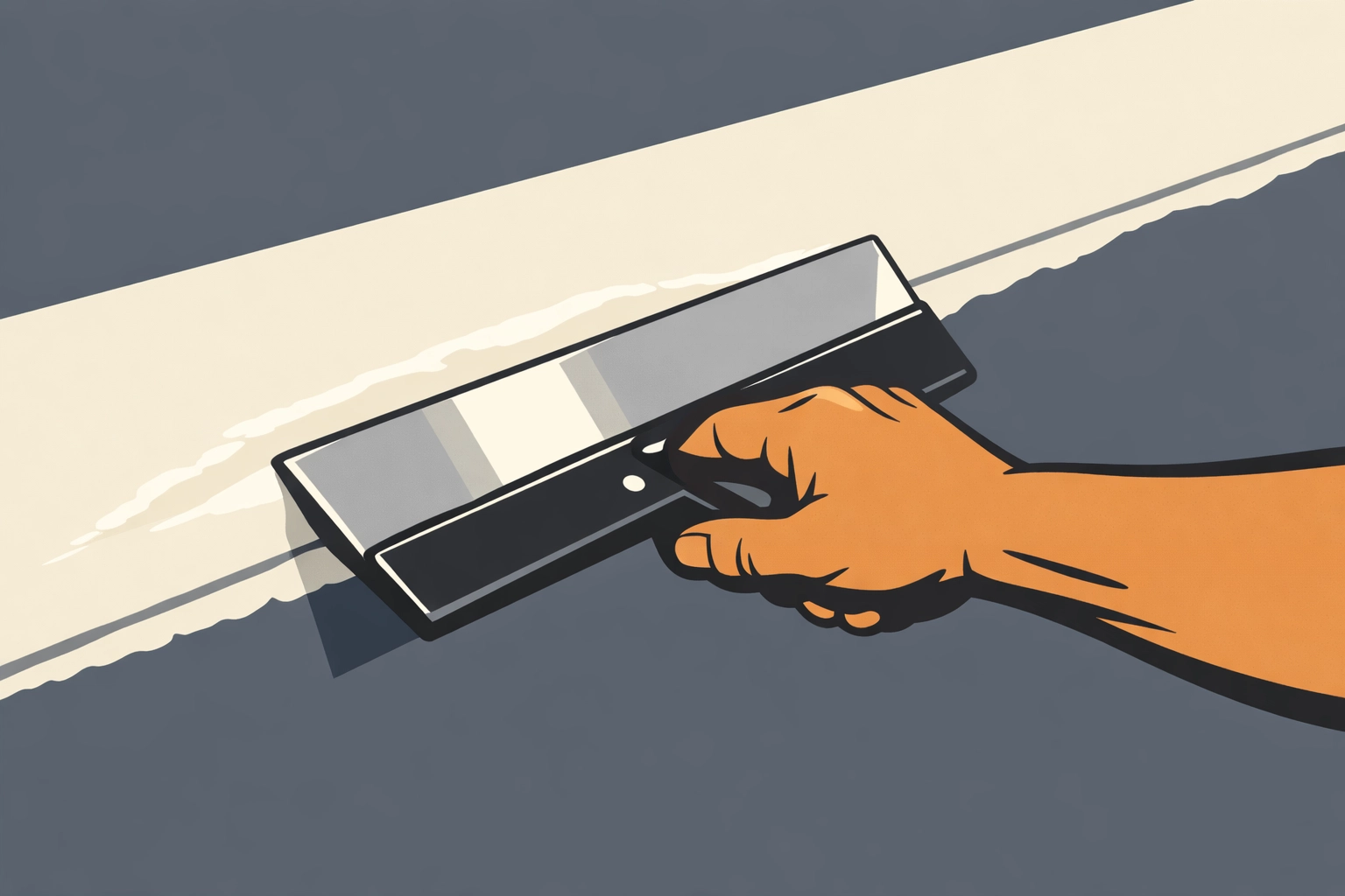 Close-up of professional drywall repair showing smooth joint compound application for seamless walls.