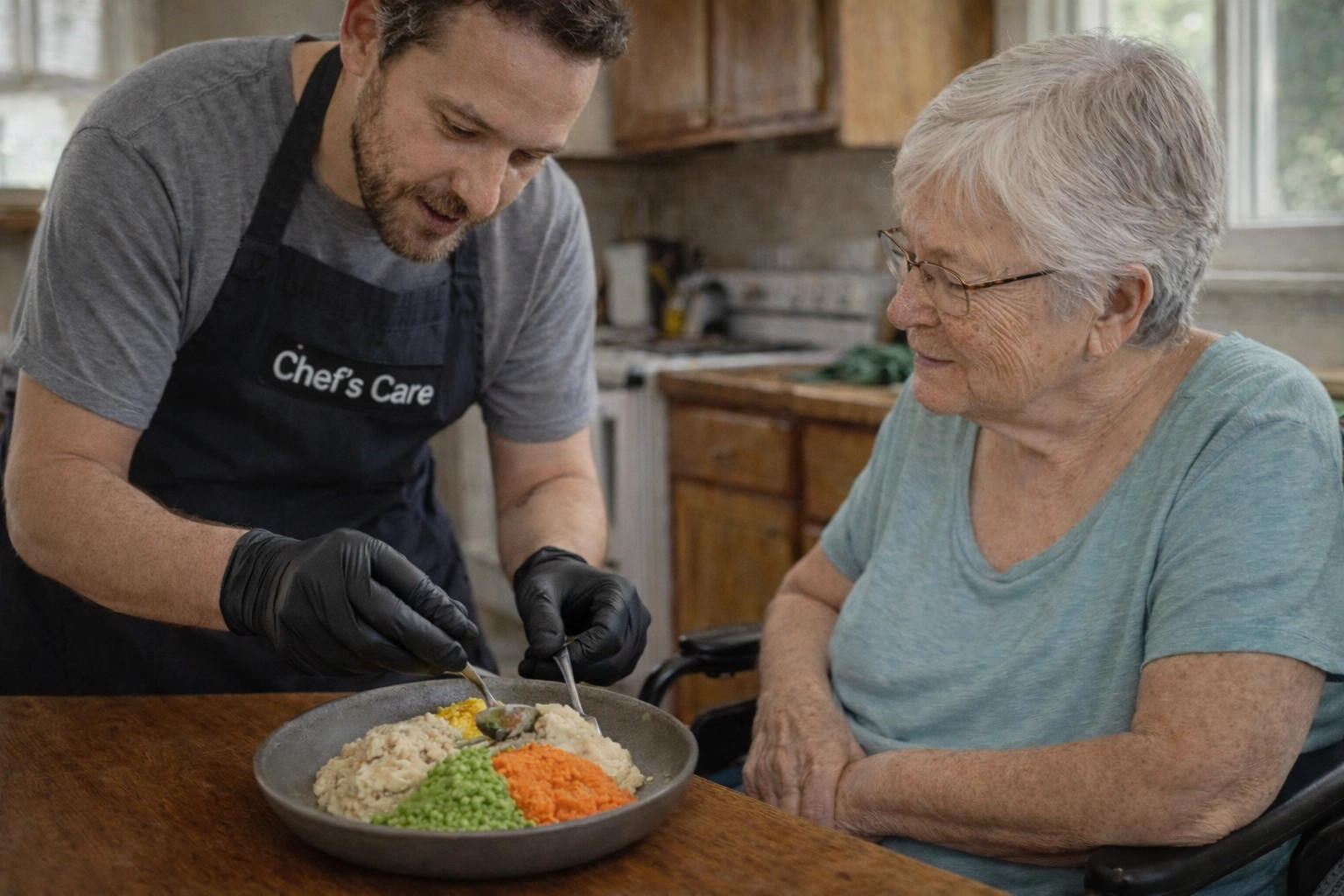 A Culinary Associate meticulously garnishing a fresh, health-supportive meal during in-home culinary care.