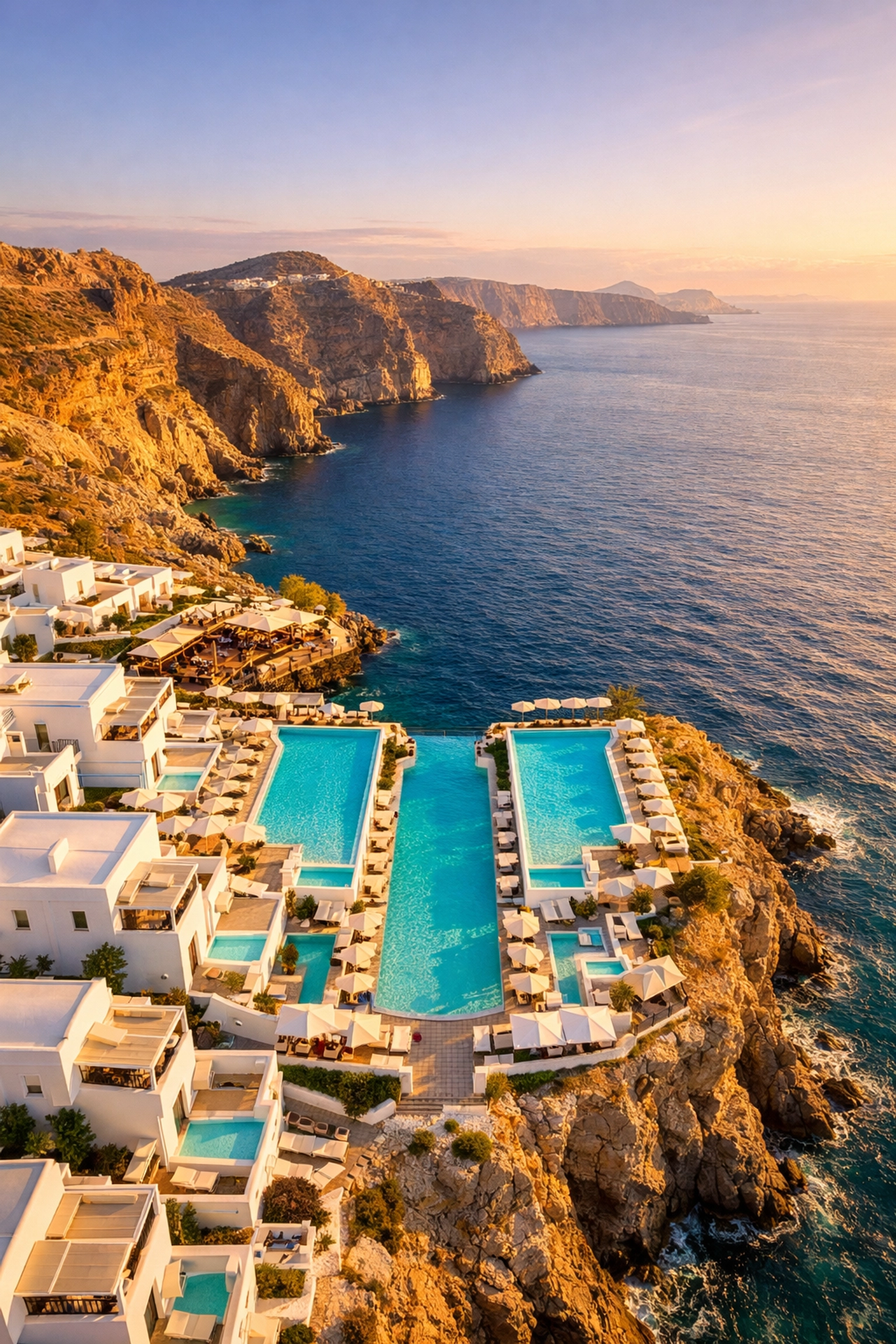 Aerial drone photo of a luxury resort showcasing essential photography gear for travel and real estate work.