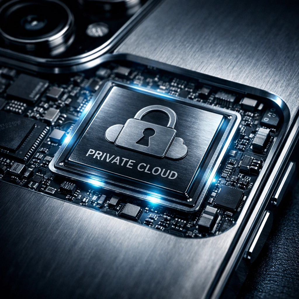 Close-up of a powerful smartphone processor representing Apple’s Private Cloud Compute and A19 chip security.