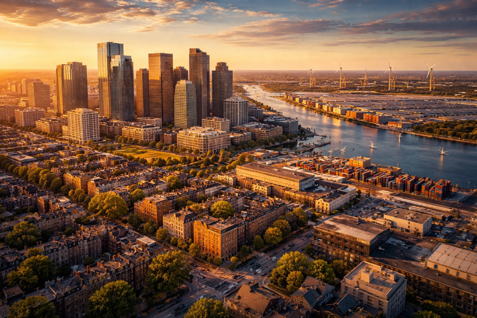 A connected cityscape at sunset embodies diverse investment strategies from real estate to infrastructure and private equity.