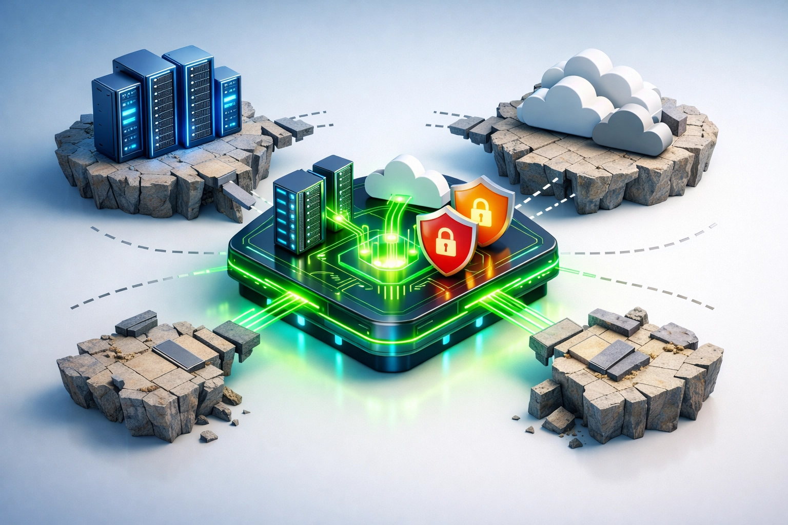 Siloed IT infrastructure vs unified ServiceNow ITOM platform with cross-functional collaboration