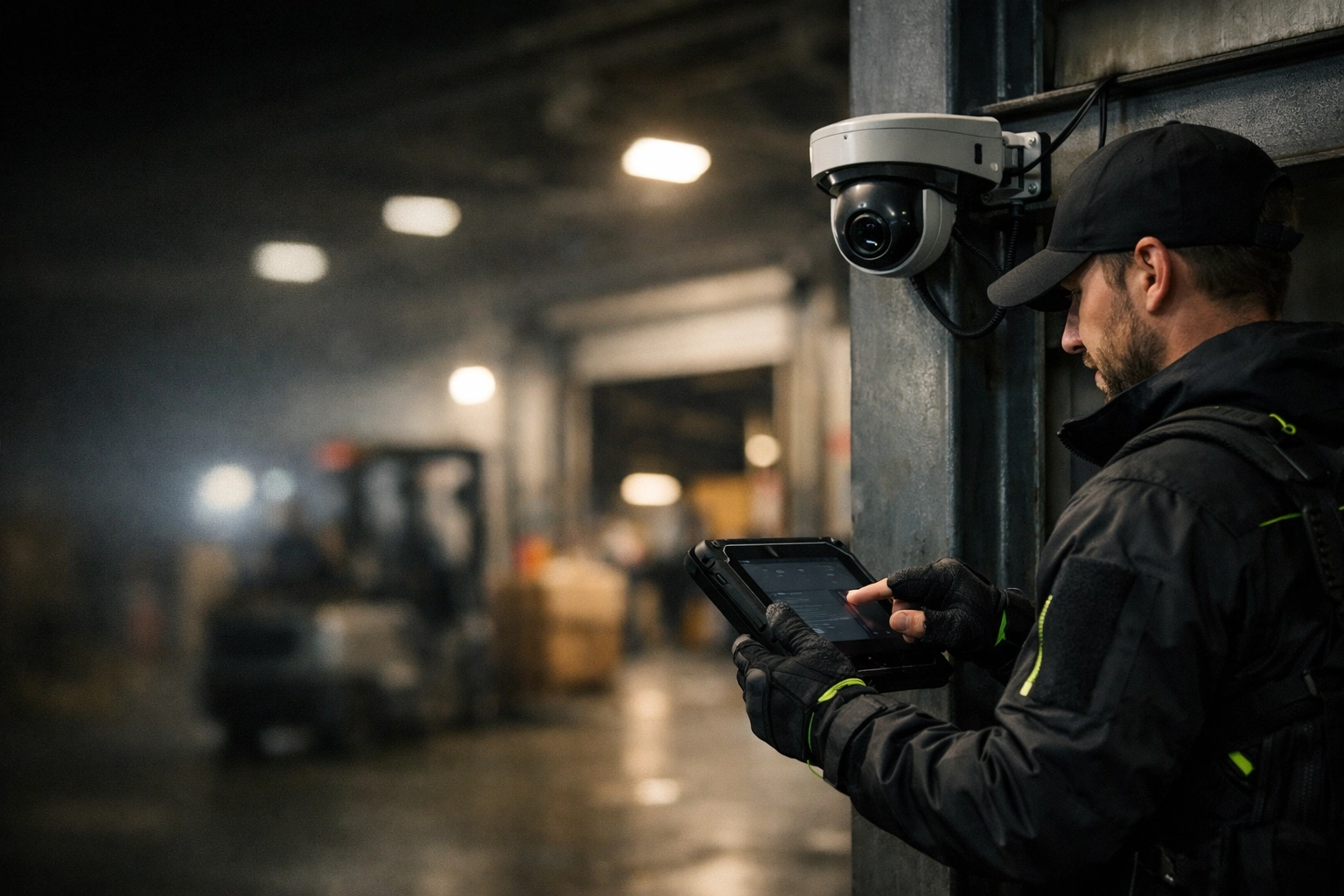 Local security expert installing an integrated CCTV system in an Omaha manufacturing facility.