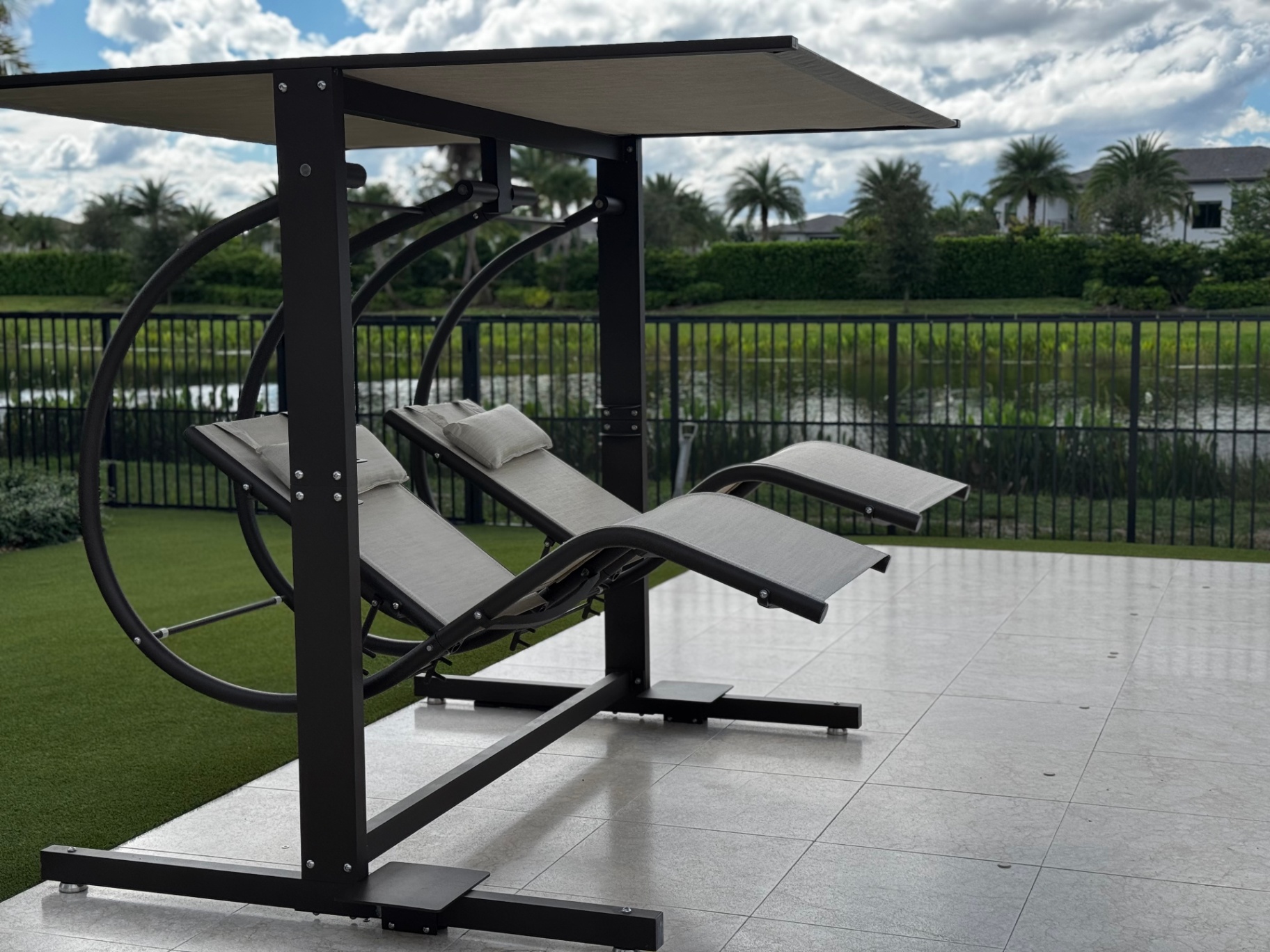 Modern Double Zero Gravity Swing Black Frame