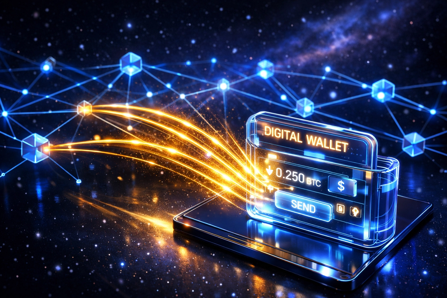 Web3 global payments blockchain network with digital wallet enabling peer-to-peer transactions