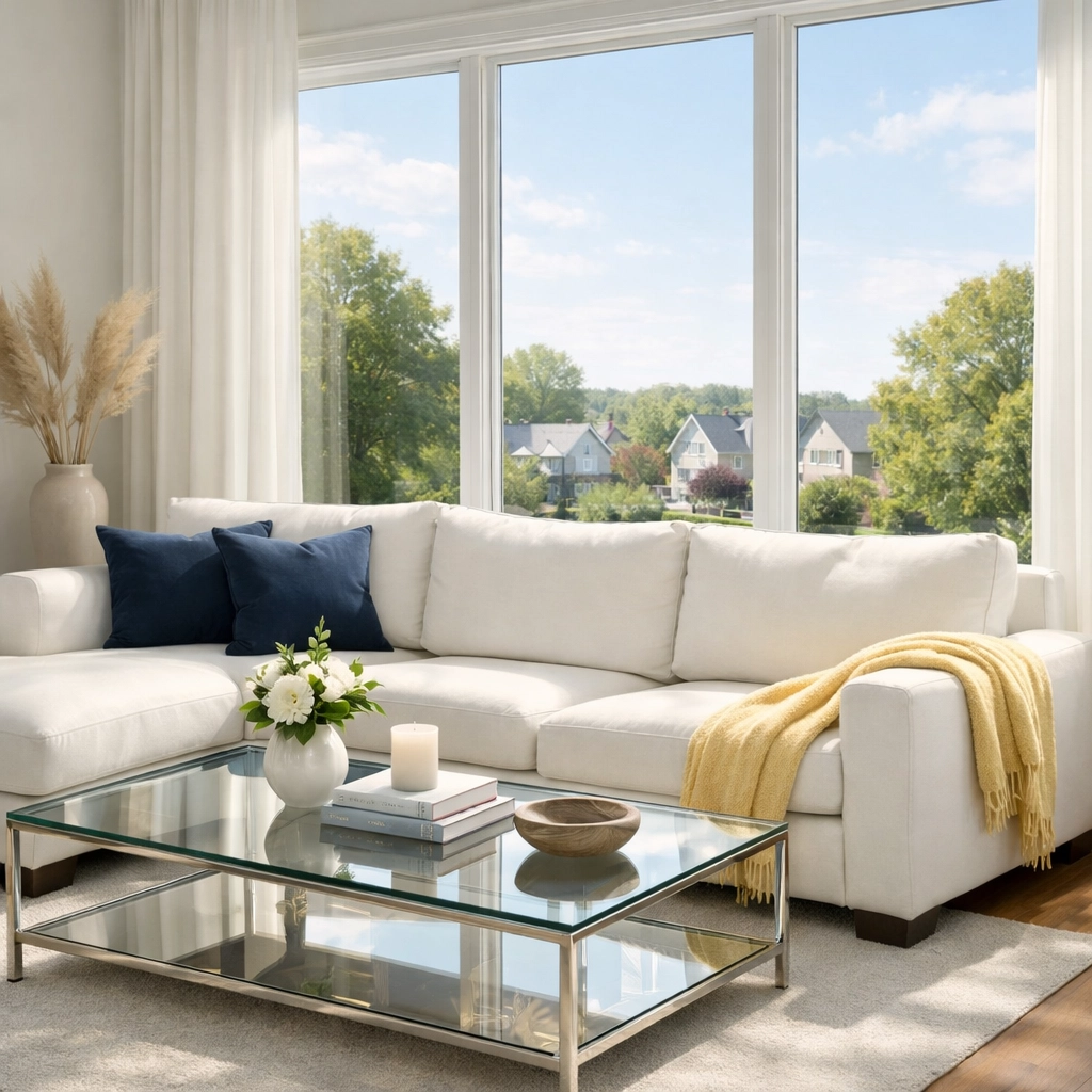 Clean and dust-free living room in Leominster following expert residential cleaning services.