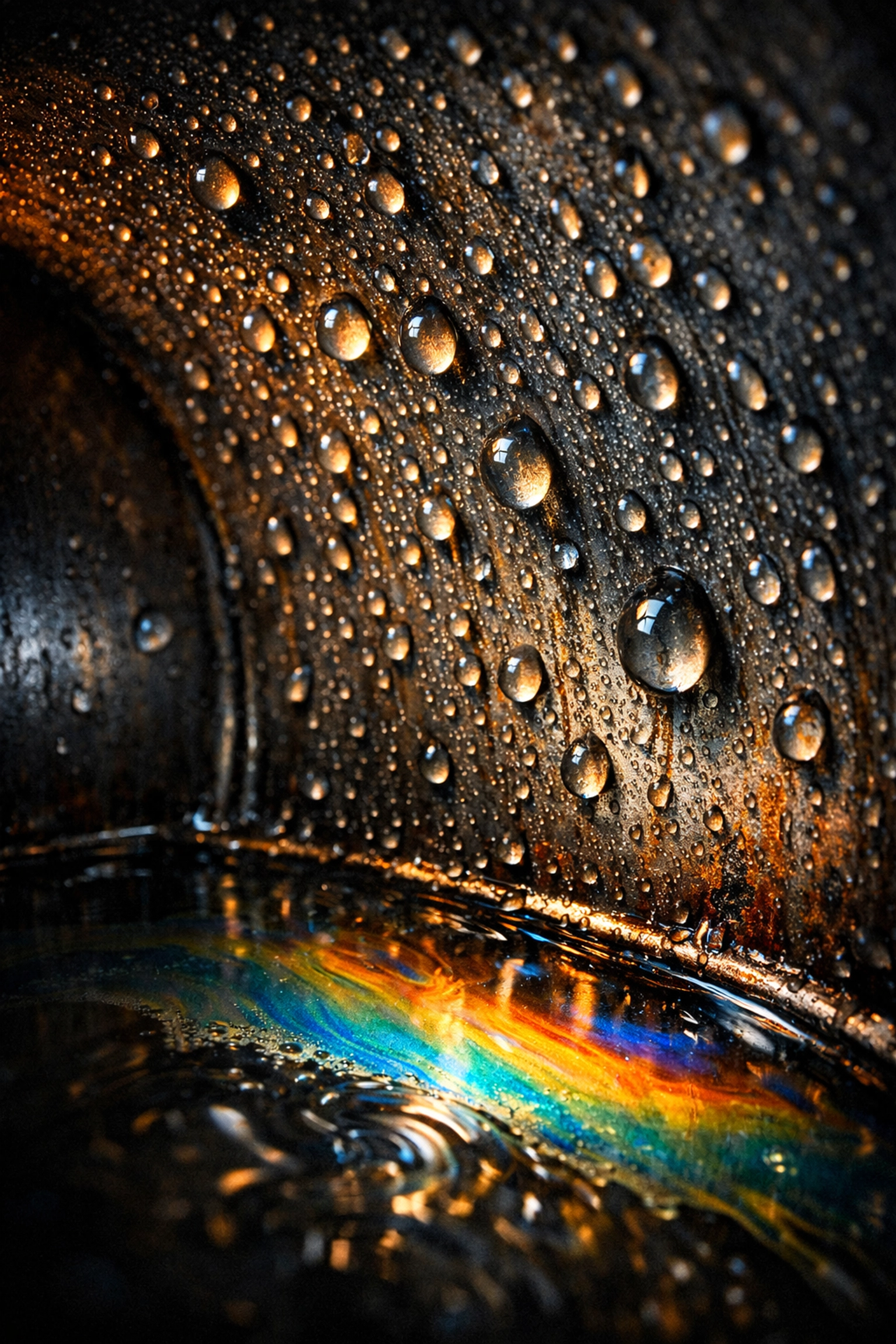 Water condensation inside tractor fuel tank showing diesel fuel contamination in Florida humidity