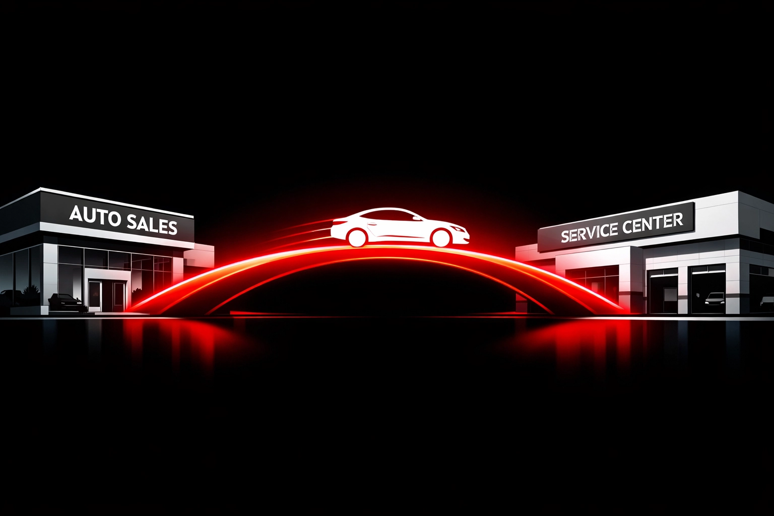 Digital bridge connecting car dealerships for efficient vehicle recall repair coordination and networking.