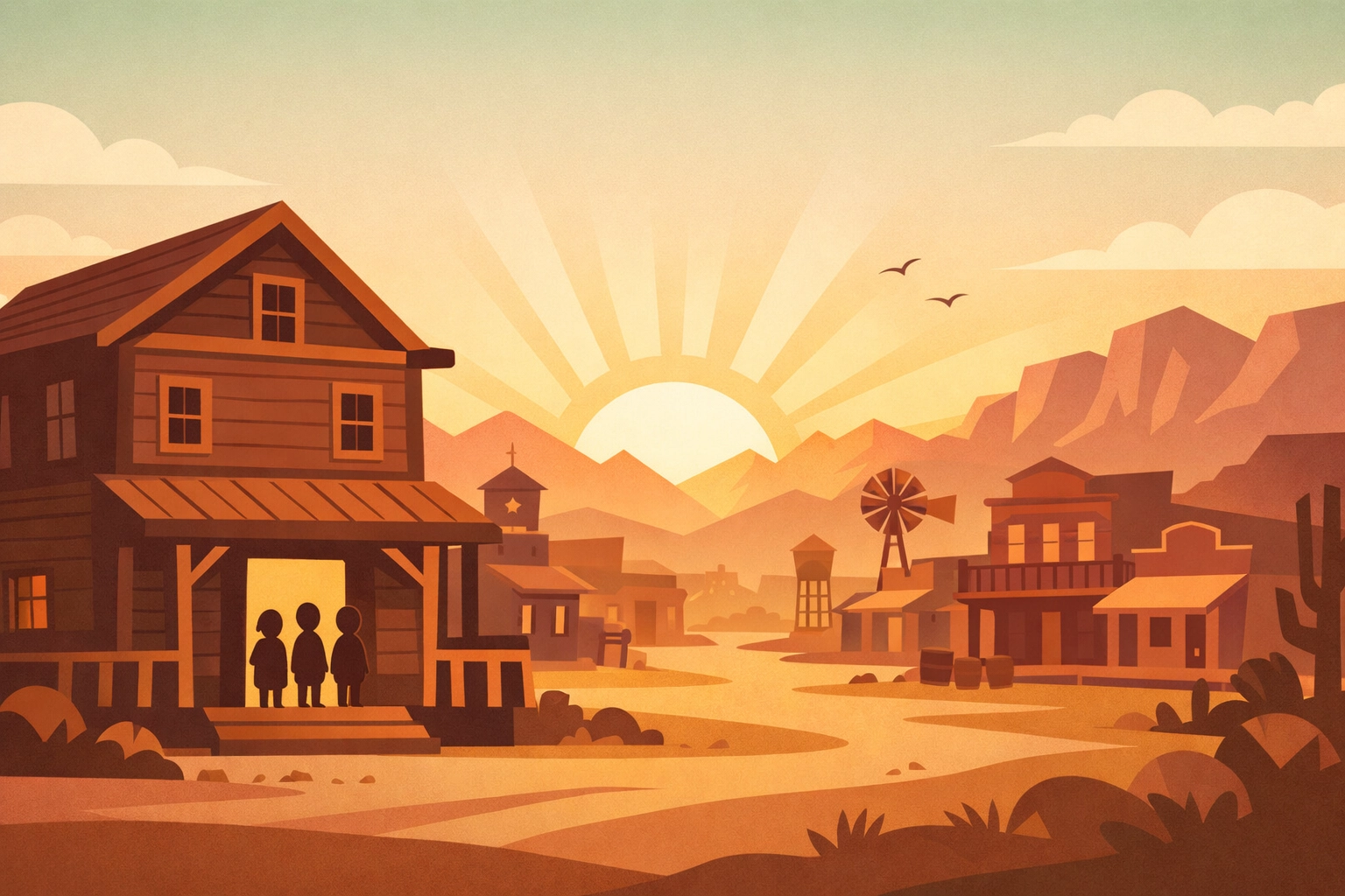 Western frontier orphanage setting from Buffalo Kids 2026 Christian family film