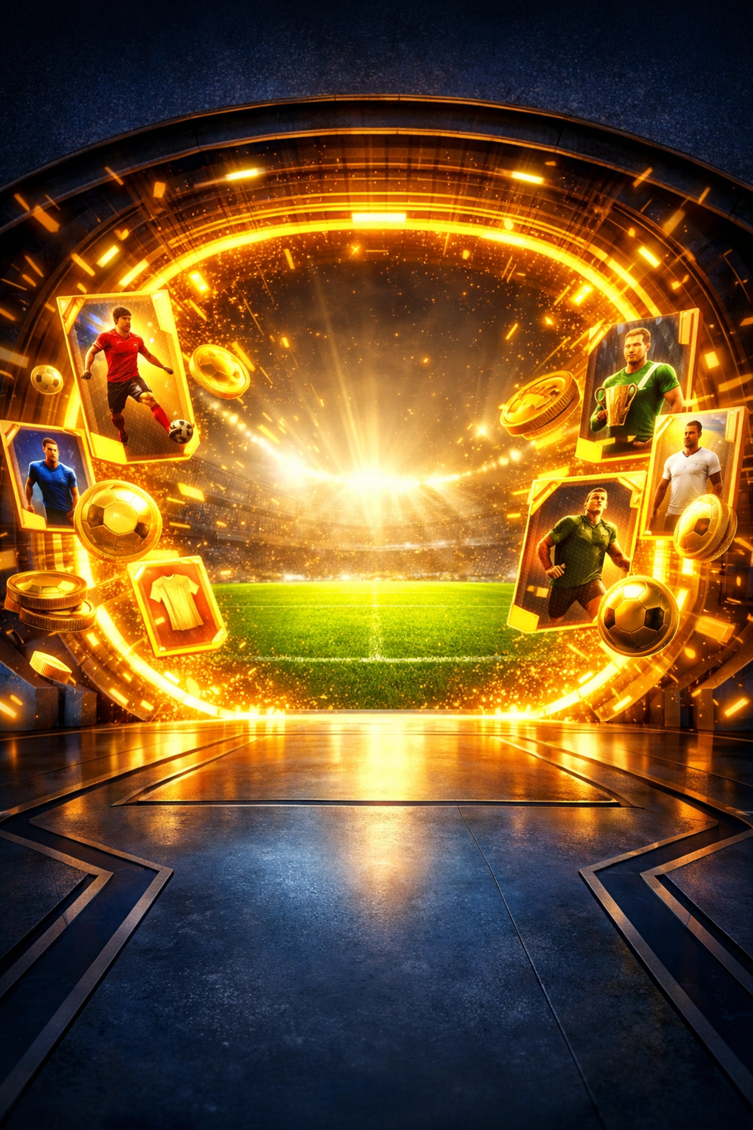 Stadium tunnel opening to a pitch, representing athlete token investment opportunities in the transfer window.