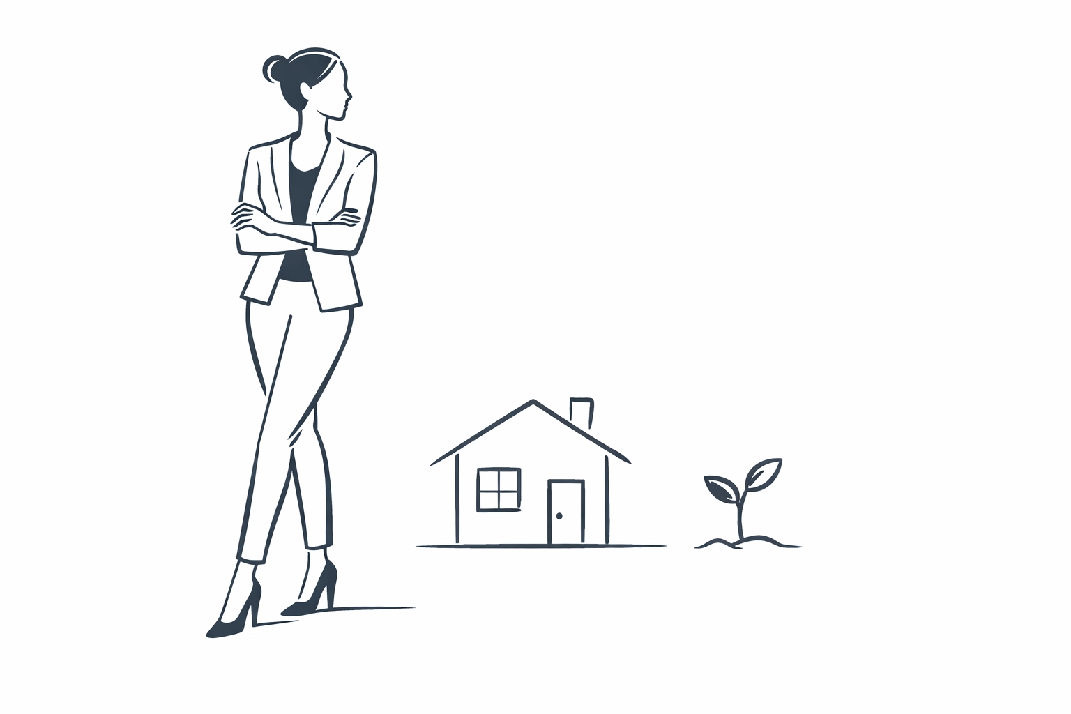 Minimalist character silhouette with growth icons highlighting human connection in custom brand identity.