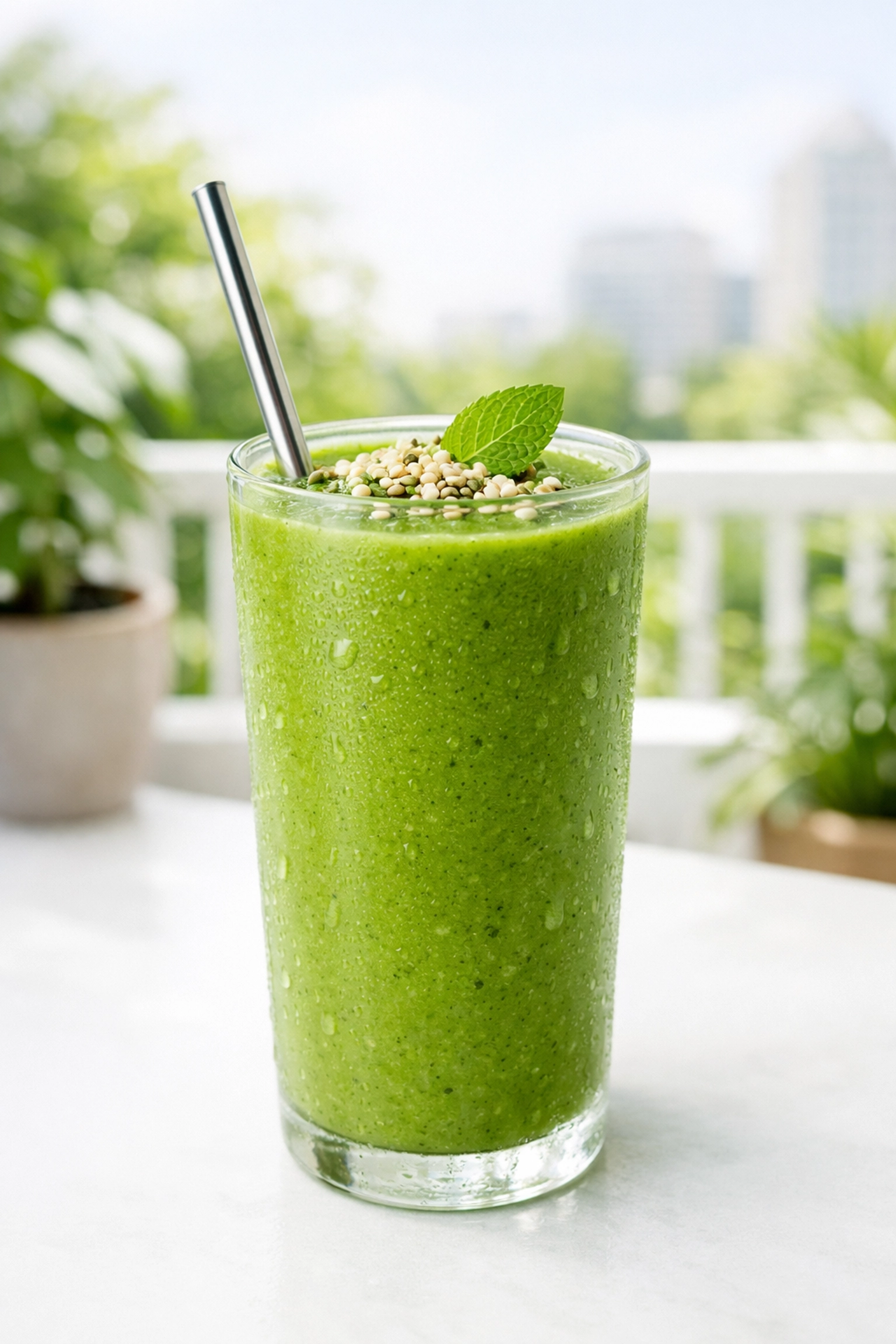 A refreshing green lactation smoothie made with fresh Atlanta ingredients for postpartum vitality.