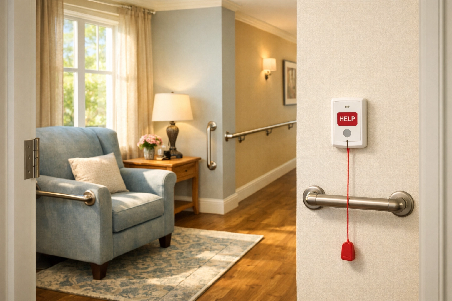 Assisted living apartment in Sarasota with safety features and grab bars