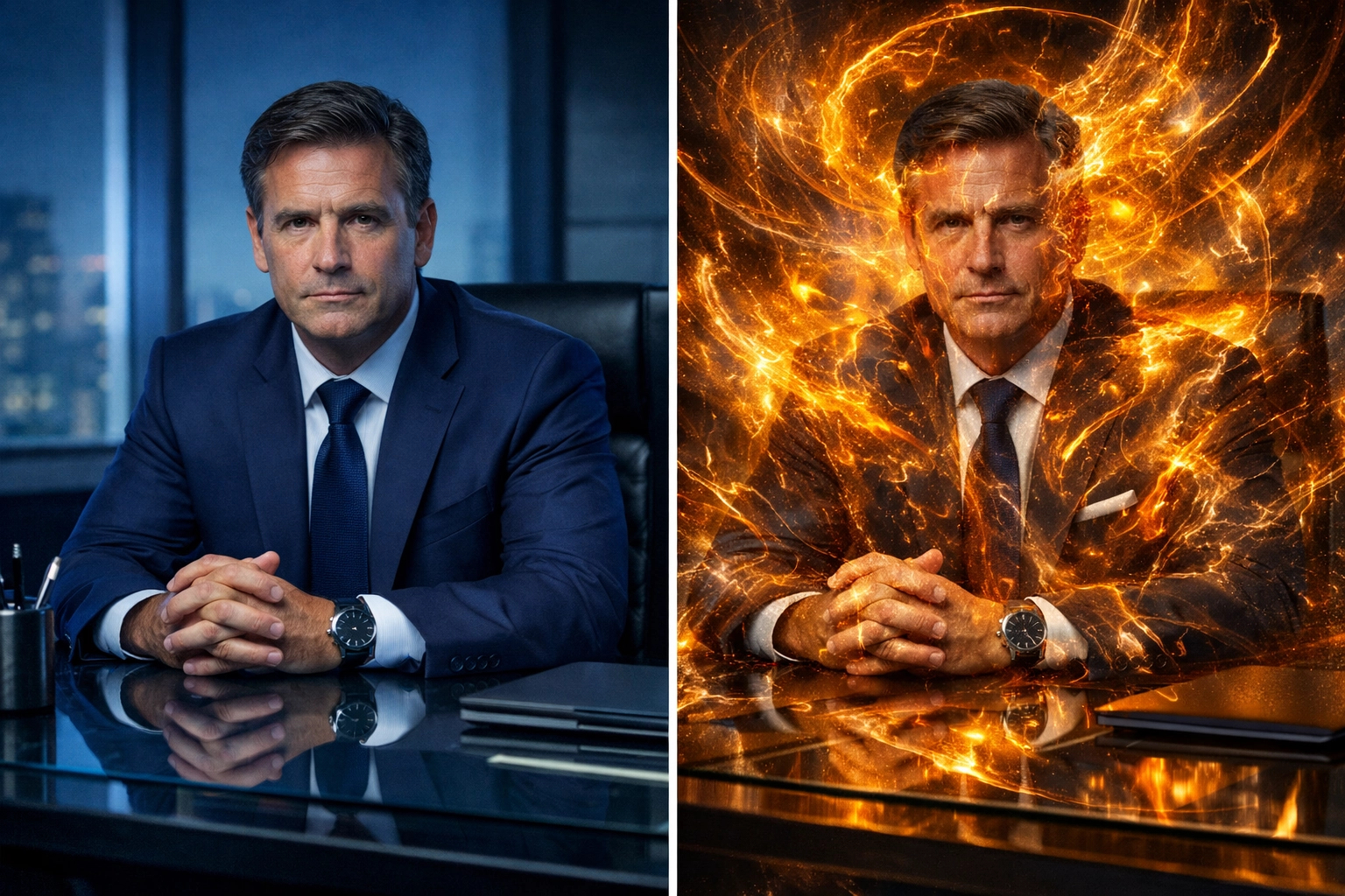 Executive leader with visible and hidden emotional dynamics affecting organizational strategy