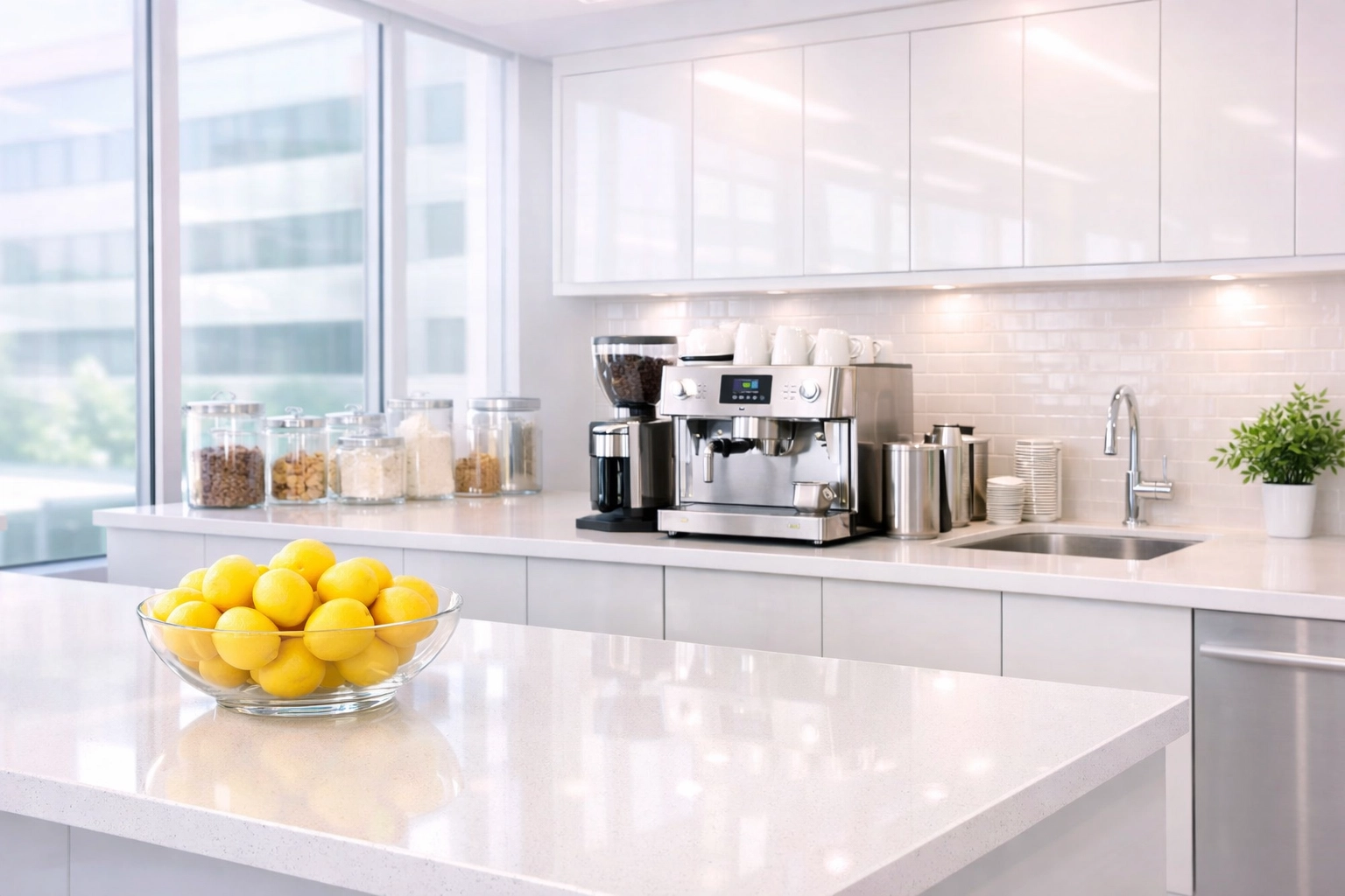 Spotless Cedar Falls office breakroom showing the results of professional commercial cleaning services.