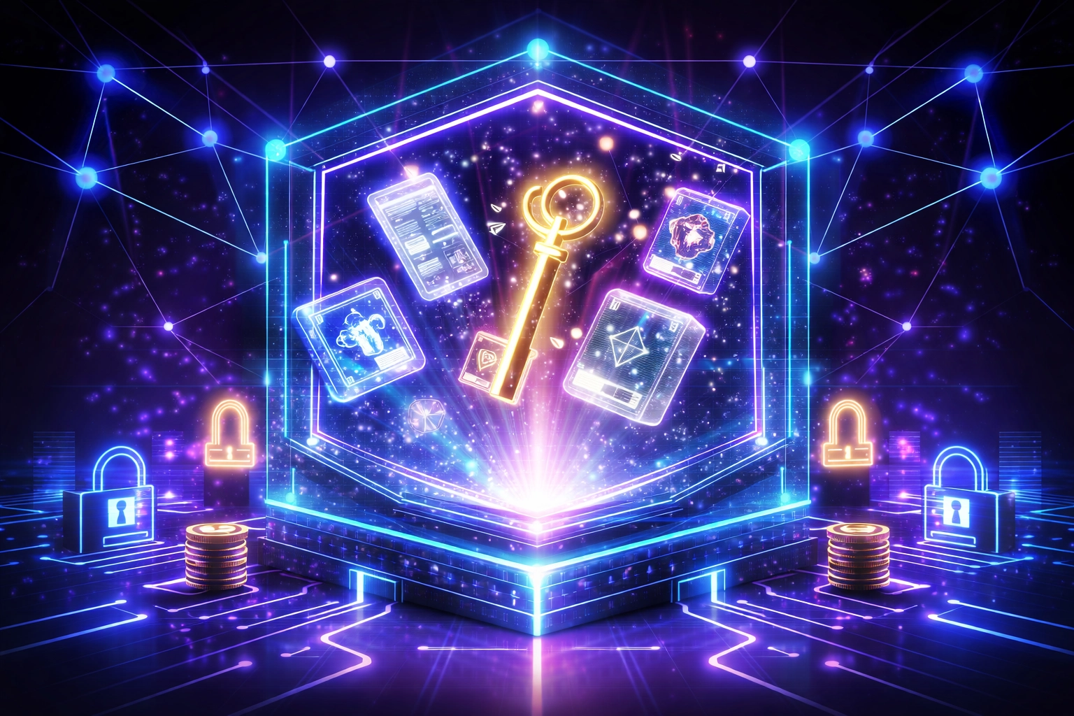 Blockchain network illustrating secure NFT receipts and self-custody, highlighting merchant financial empowerment