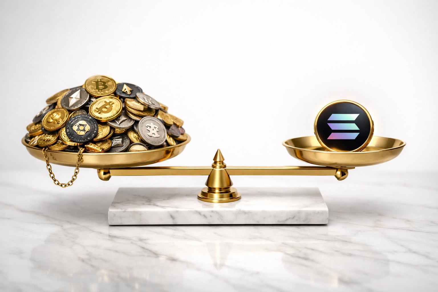 Focused Solana ecosystem vs multiple cryptocurrencies showing quality over quantity approach