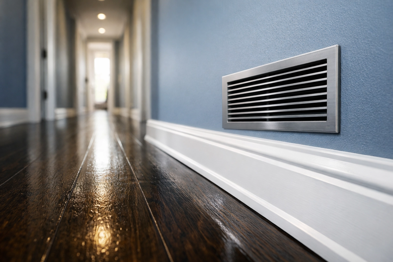 Detail-oriented move-out cleaning Worcester showing spotless baseboards and polished hardwood floors.