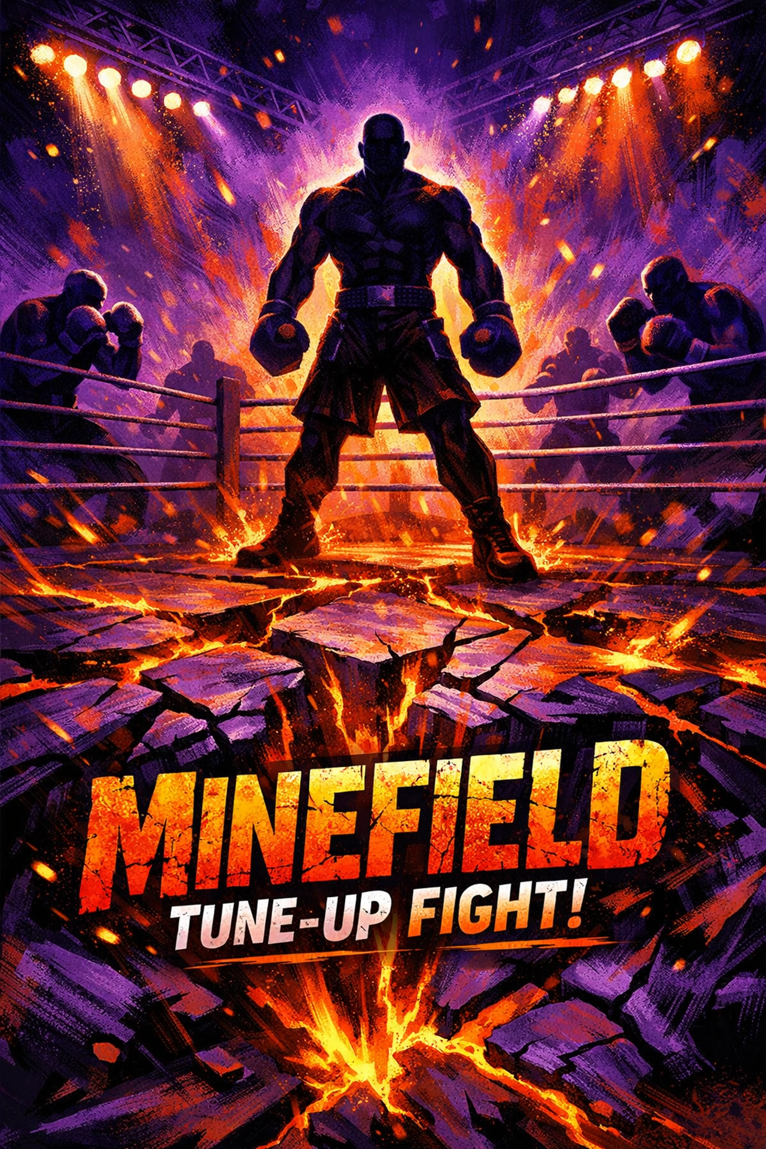Heavyweight boxing ring minefield depicting the dangers and trap opponents of a July tune-up.