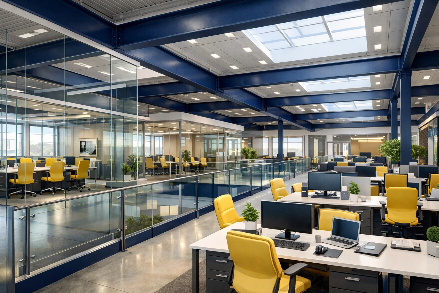 A perfectly maintained open-concept tech office in Marlborough showing professional commercial cleaning results.