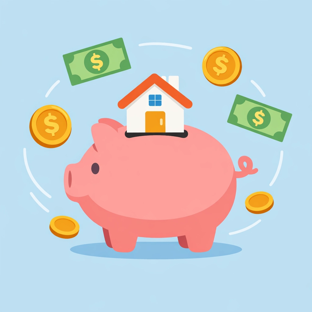 Ahorro para enganche de casa: alcancía con dinero para down payment