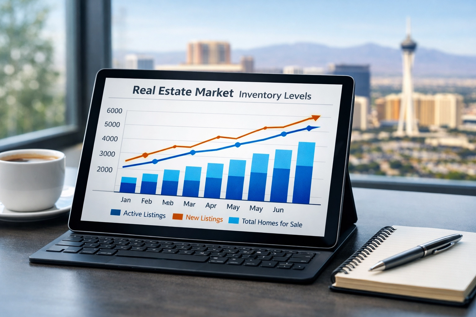 Las Vegas real estate market inventory graph showing spring surge from January to June